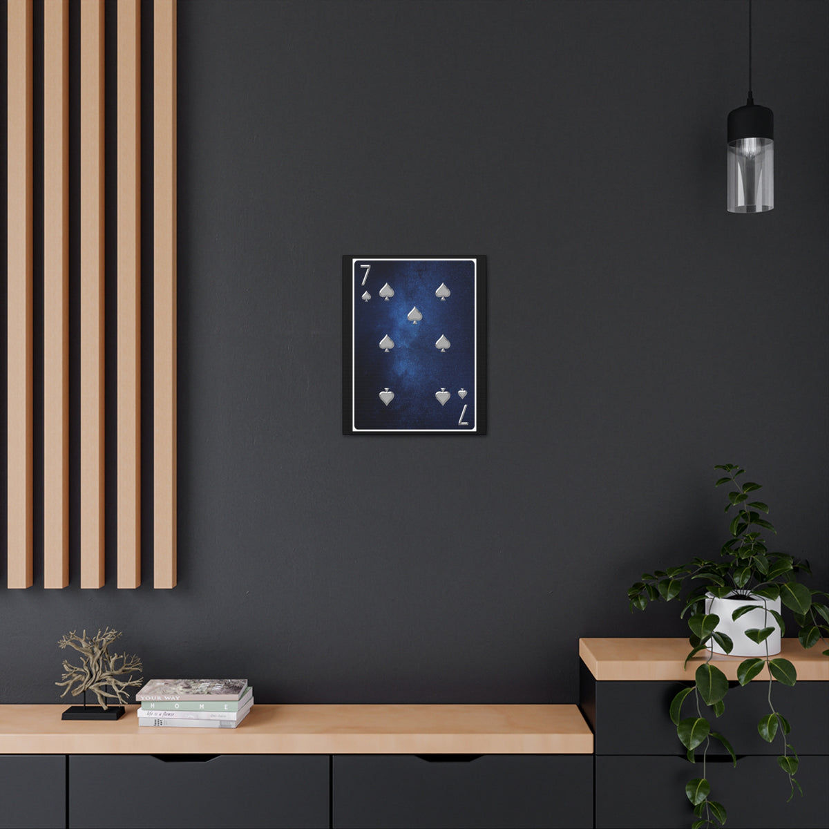 Seven Of Spades Space Background Playing Card Canvas Wall Art for Home Decor Ready-to-Hang-Express Your Love Gifts