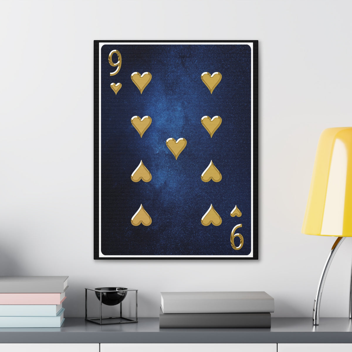 Nine Of Hearts Space Background Playing Card Canvas Wall Art for Home Decor Ready-to-Hang-Express Your Love Gifts