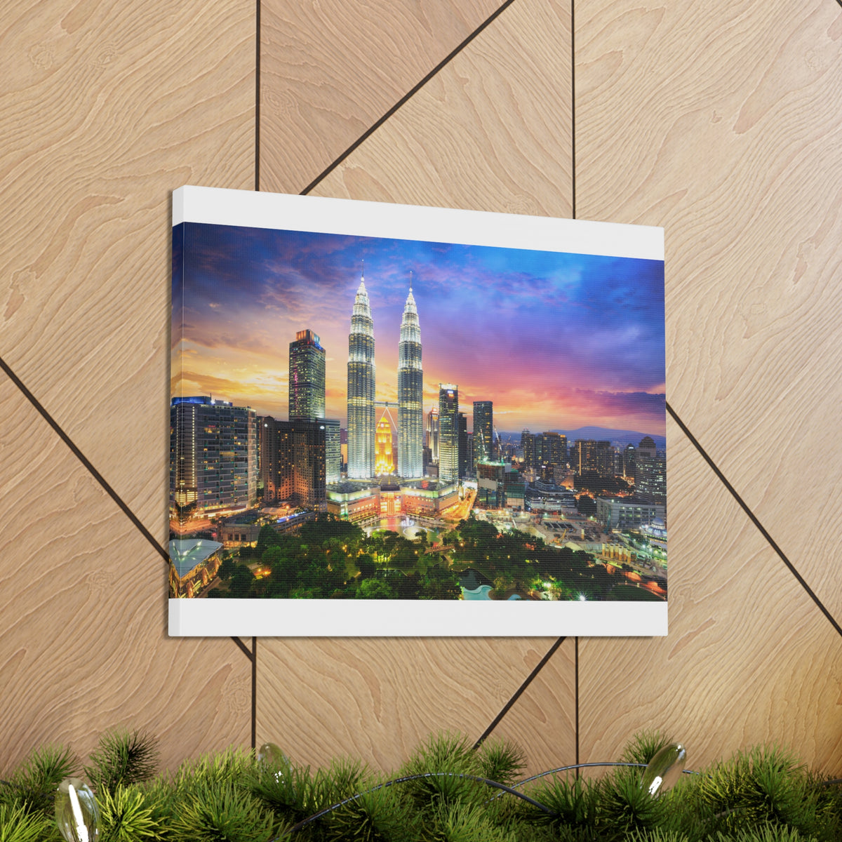 Kuala Lumpur Night Skyline Canvas Artwork High-Quality Breathtaking Stunning Cityscape for Home Decor Ready to Hang-Express Your Love Gifts