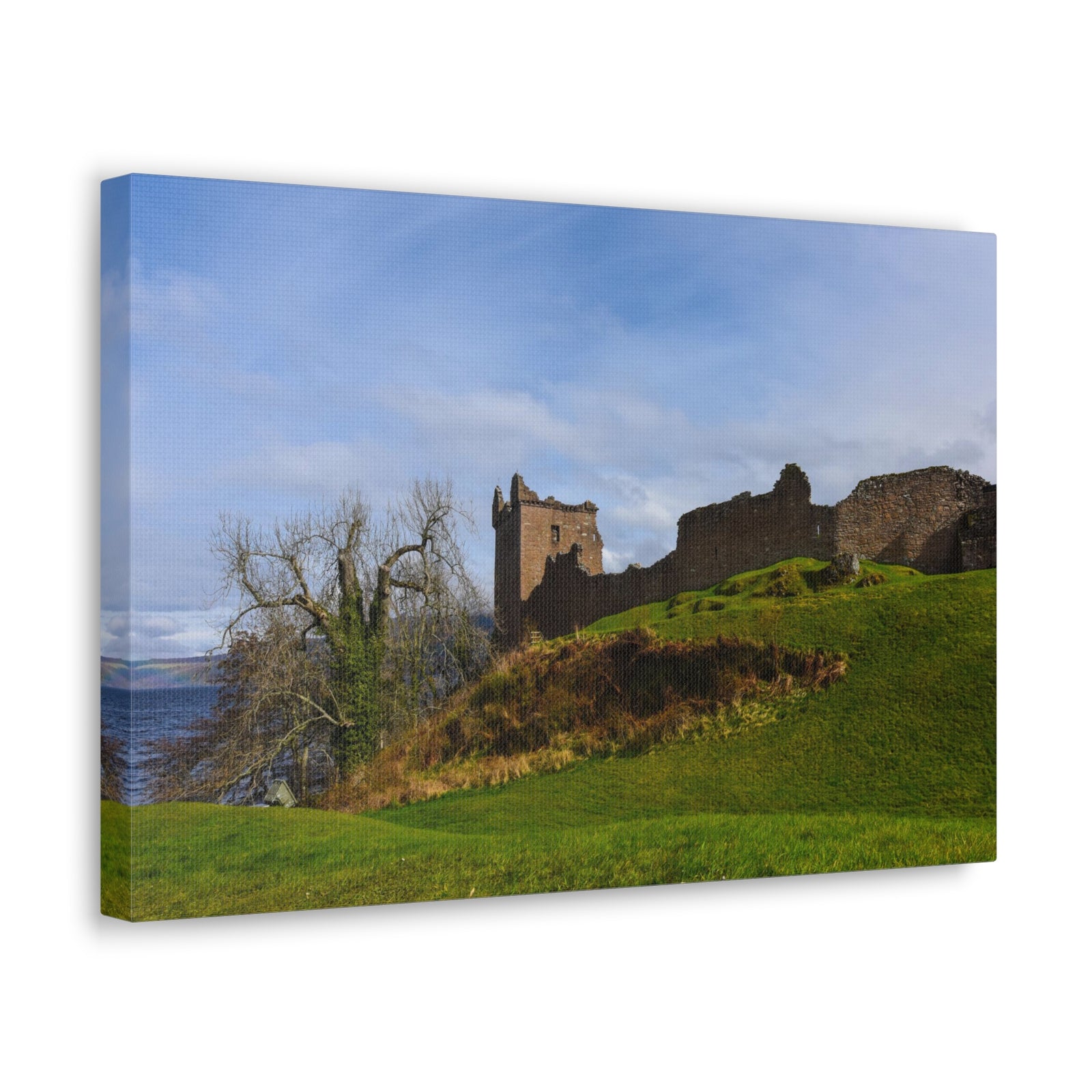 Ruins of Urquhart Scotland Nature Wilderness Photography Canvas Wall Art for Home Decor Ready-to-Hang-Express Your Love Gifts