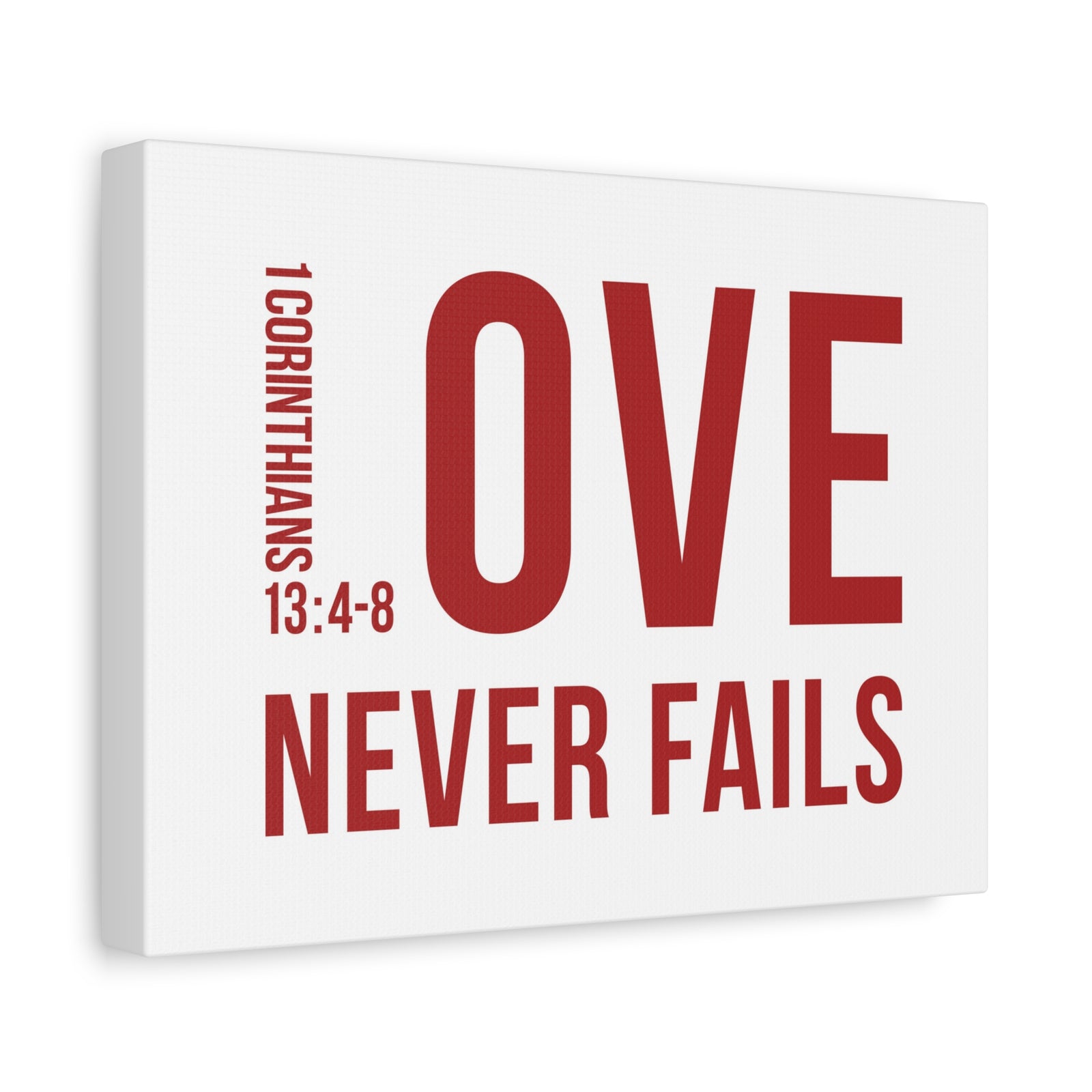 Scripture Canvas Love Never Fails 1 Corinthians 13:4-8 Christian Wall Art Bible Verse Print Ready To Hang-Express Your Love Gifts