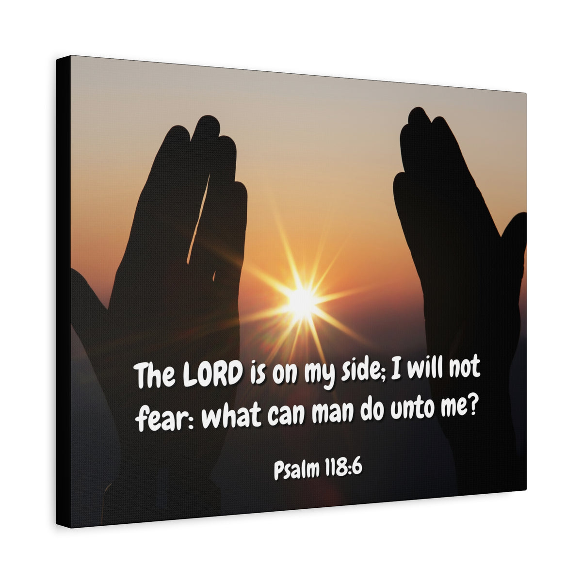 Scripture Canvas God Is On My Side Psalm 118:6 Christian Wall Art Bible Verse Print Ready to Hang-Express Your Love Gifts