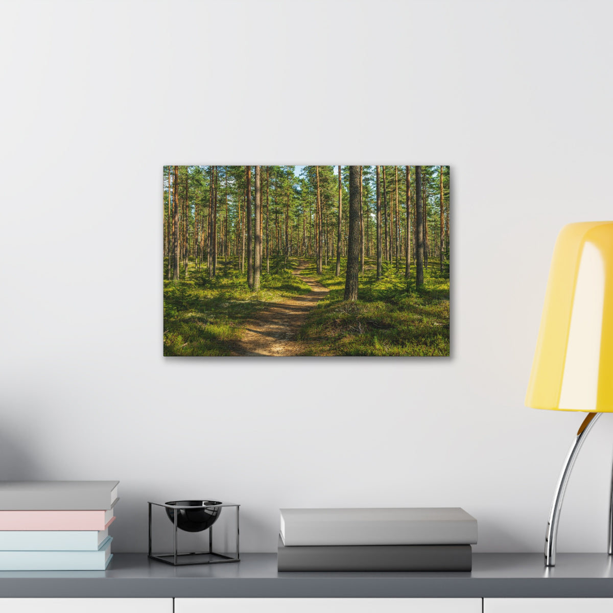 Green Forest Tree Path Nature Wilderness Photography Canvas Wall Art for Home Decor Ready-to-Hang-Express Your Love Gifts
