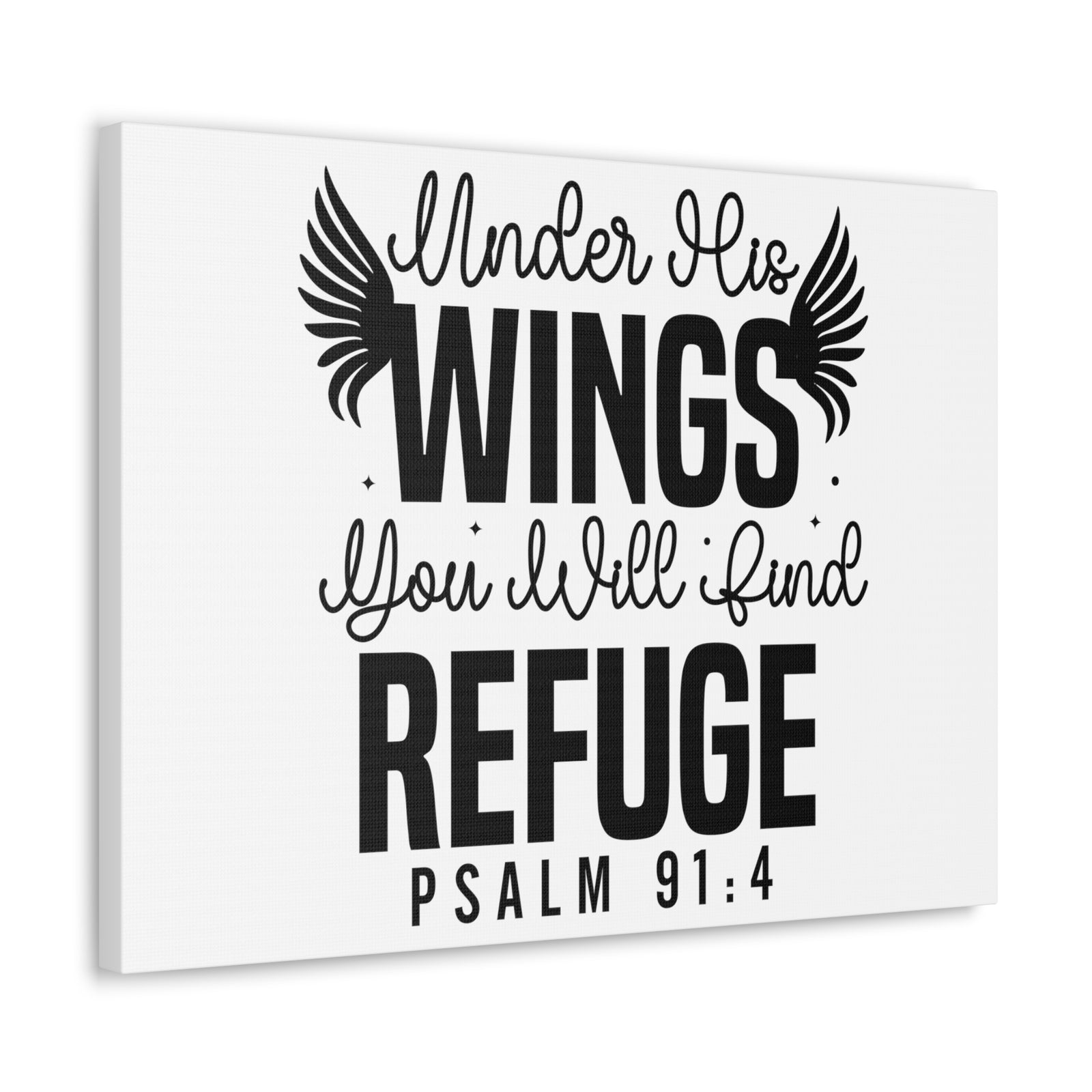 Scripture Walls Psalm 91:4 Under His Wings Bible Verse Canvas Christian Wall Art Ready to Hang Unframed-Express Your Love Gifts