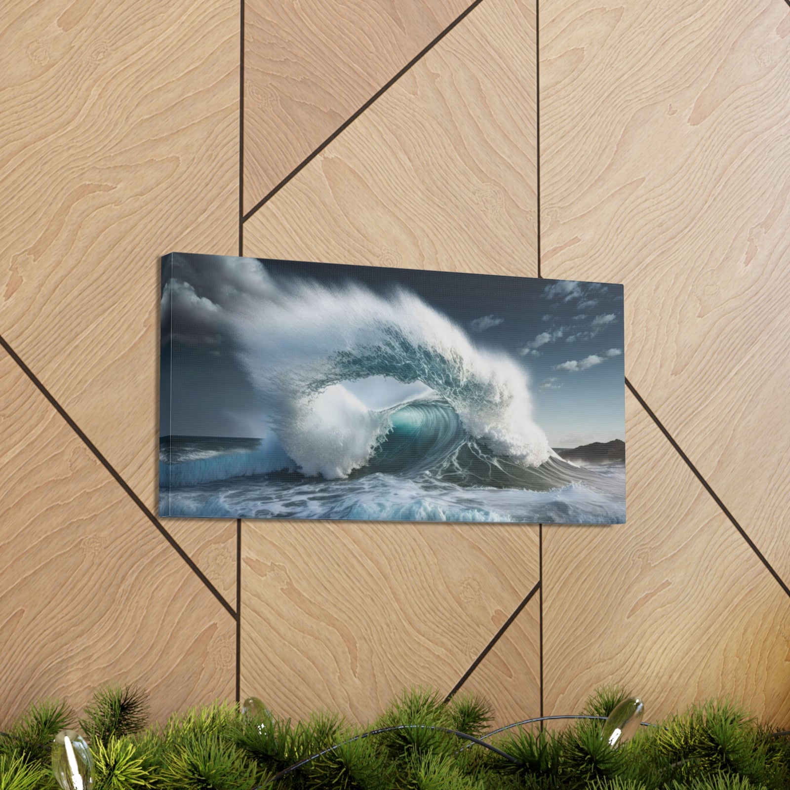High Waves Against Blue Sky Ocean Canvas Wall Art for Home Decor Ready-to-Hang-Express Your Love Gifts