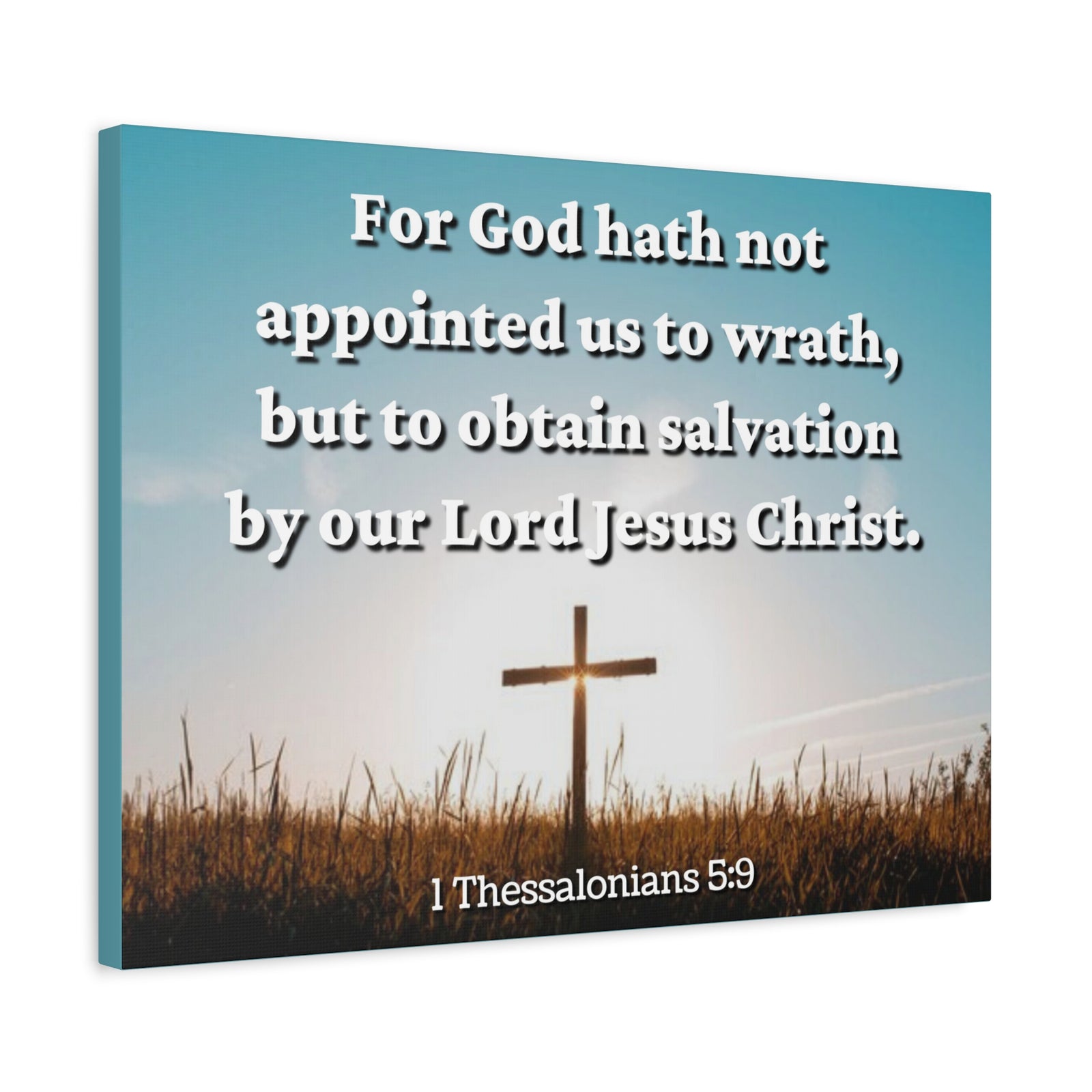Scripture Canvas To Obtain Salvation 1 Thessalonians 5:9 Christian Wall Art Bible Verse Print Ready to Hang-Express Your Love Gifts