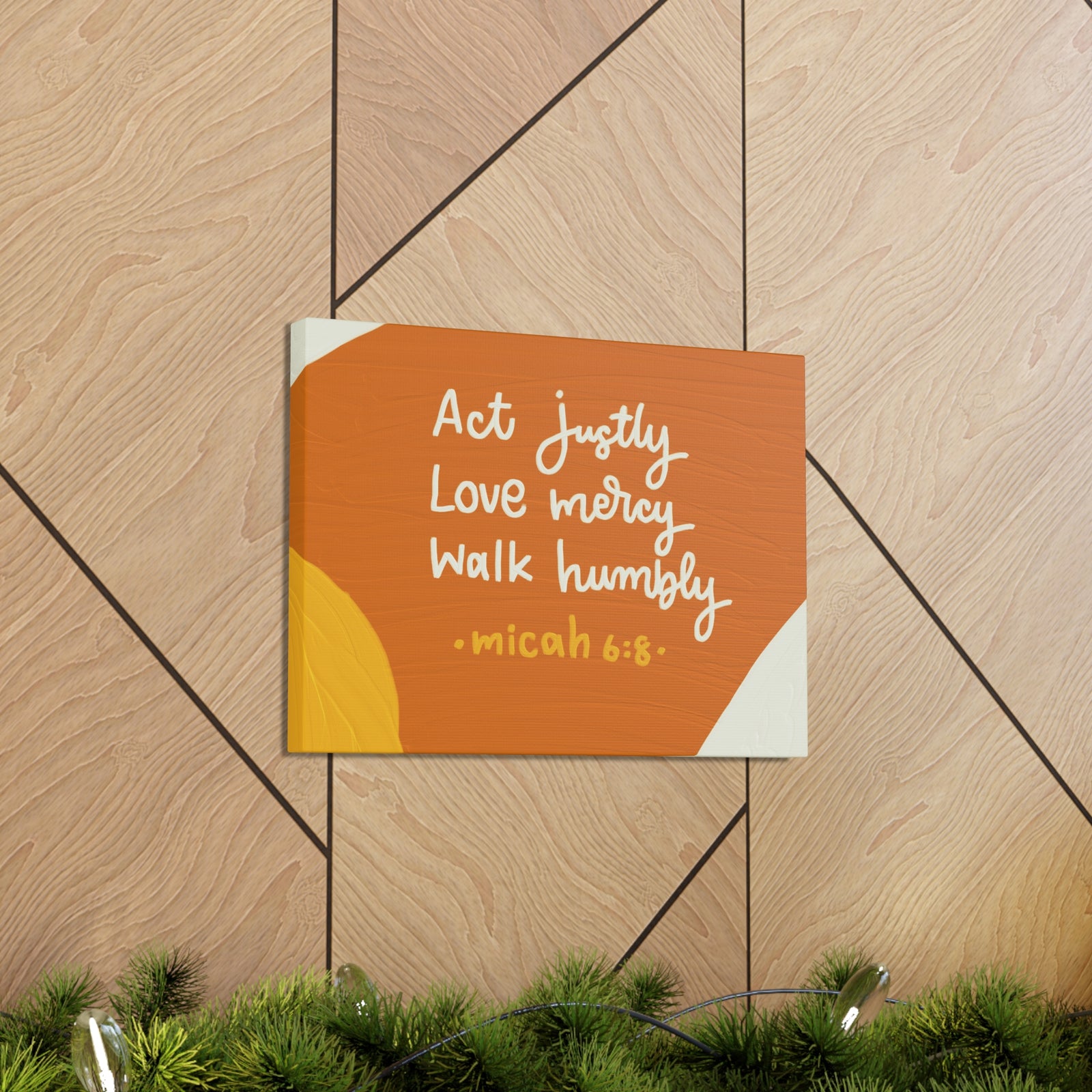 Scripture Canvas Act Justly Micah 6:8 Wall Art Bible Verse Print Ready to Hang-Express Your Love Gifts