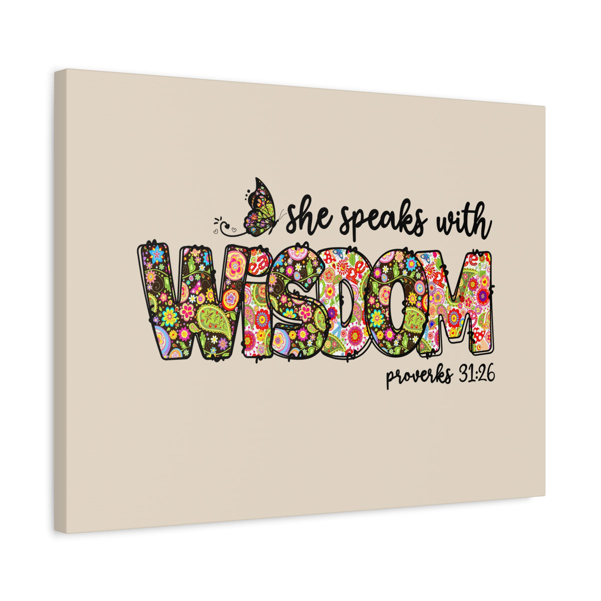 Scripture Walls She Speaks With Wisdom Proverbs 31:26 Bible Verse Canvas Christian Wall Art Ready to Hang-Express Your Love Gifts