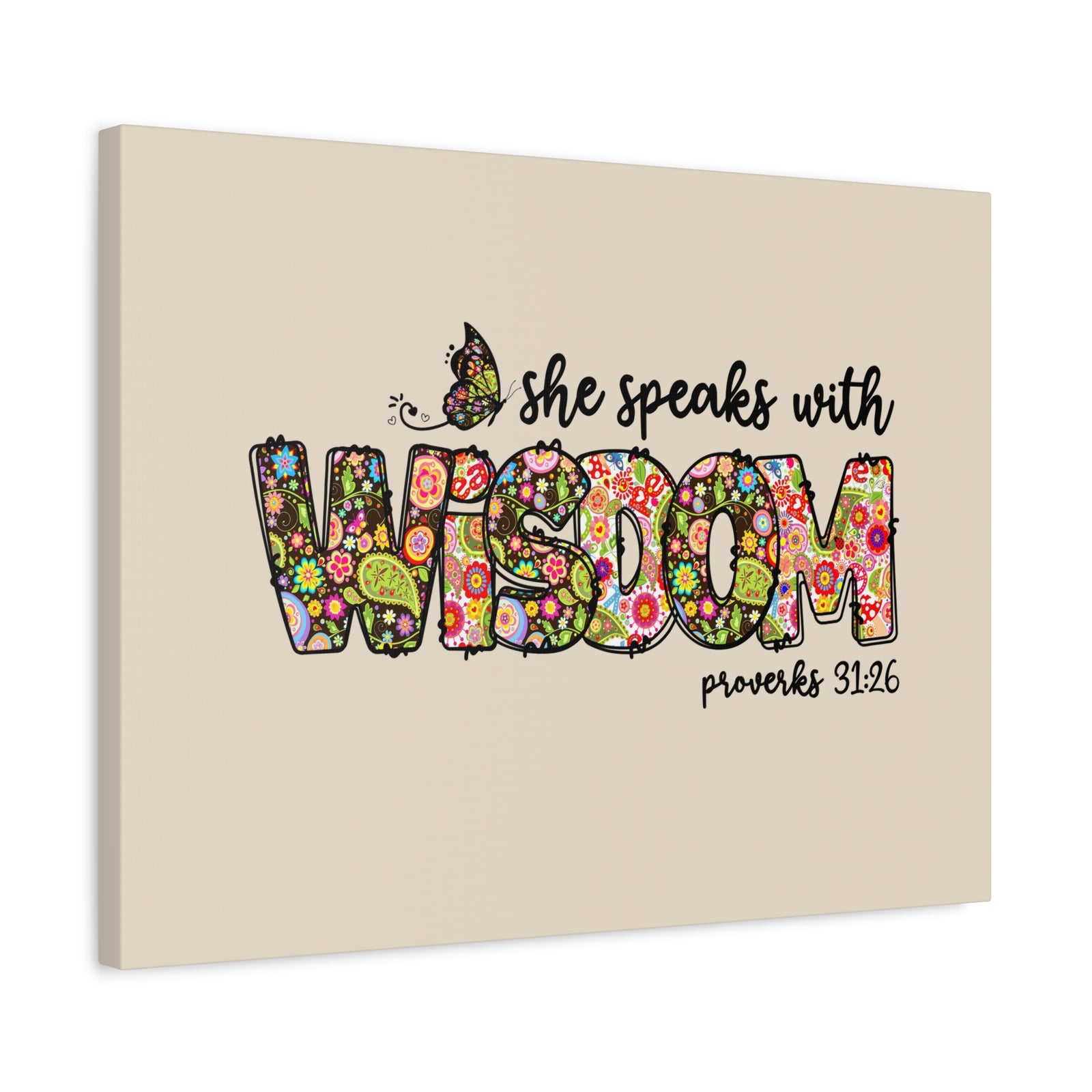 Scripture Walls She Speaks With Wisdom Proverbs 31:26 Bible Verse Canvas Christian Wall Art Ready to Hang-Express Your Love Gifts