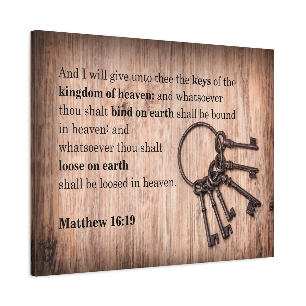 Scripture Canvas Bind on Earth Matthew 16:19 Christian Wall Art Bible Verse Print Ready to Hang-Express Your Love Gifts