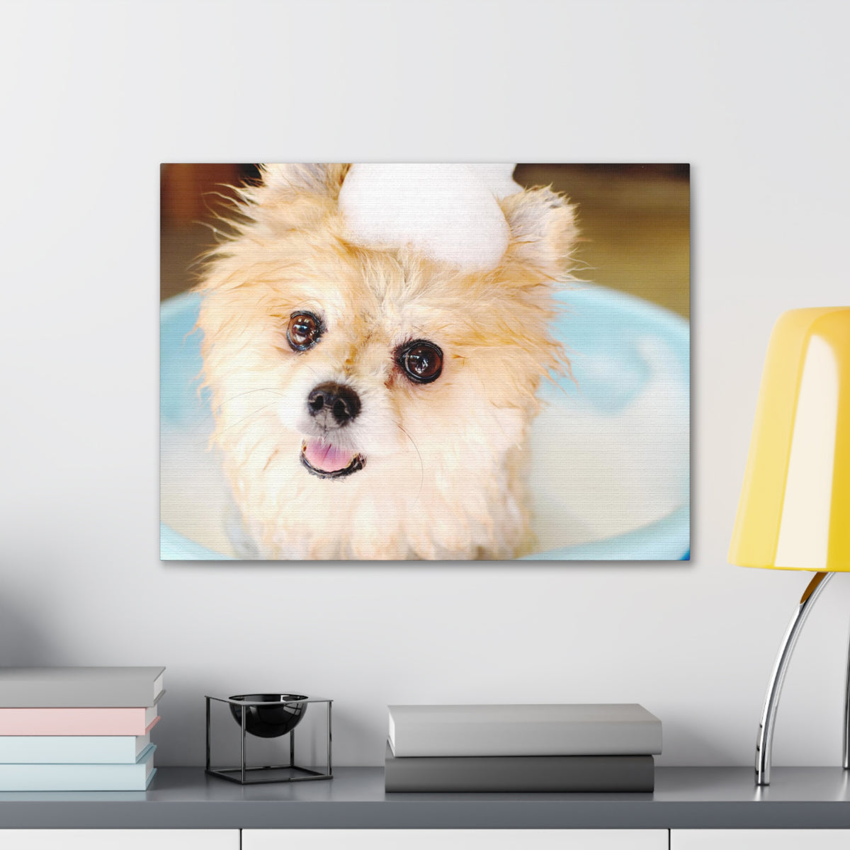 Cute Pomeranian Bathee Canvas Wall Art for Home Decor Ready-to-Hang-Express Your Love Gifts