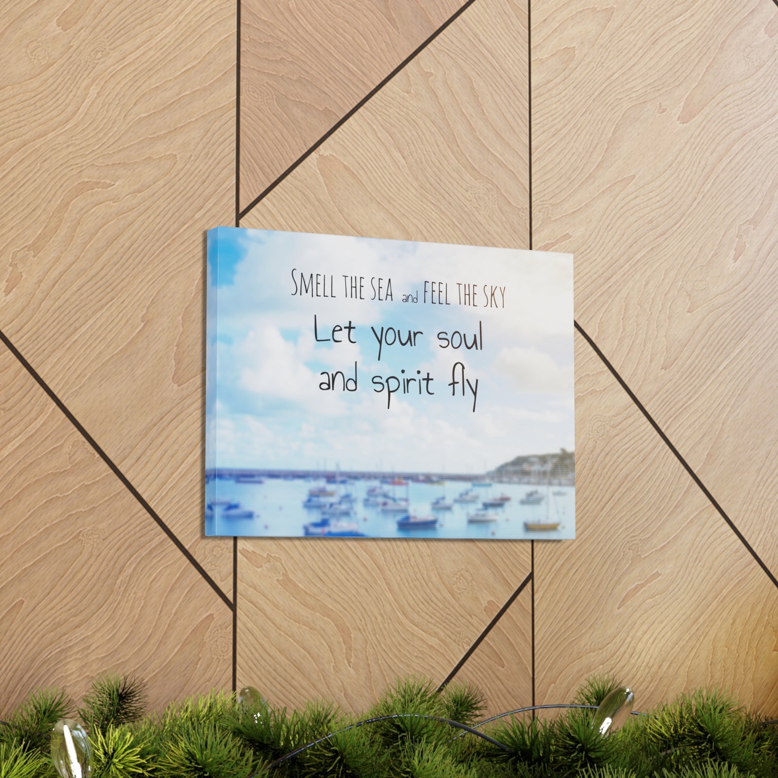 Inspirational Quote Canvas Smell The Sea And Feel The Sky Motivational Print Ready to Hang Artwork-Express Your Love Gifts