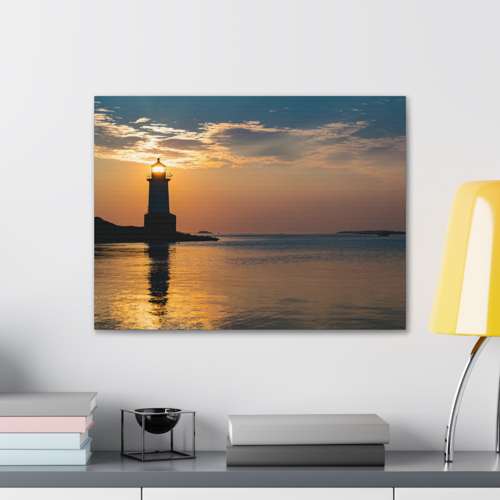 Lighthouse at Dawn Forest Floral Nature Photography Canvas Wall Art for Home Decor Ready-to-Hang-Express Your Love Gifts