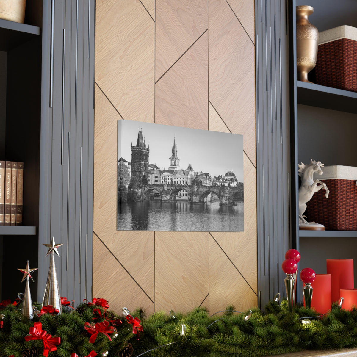 Prague Black And White Skyline Canvas Artwork High-Quality Breathtaking Stunning Cityscape for Home Decor Ready to Hang-Express Your Love Gifts
