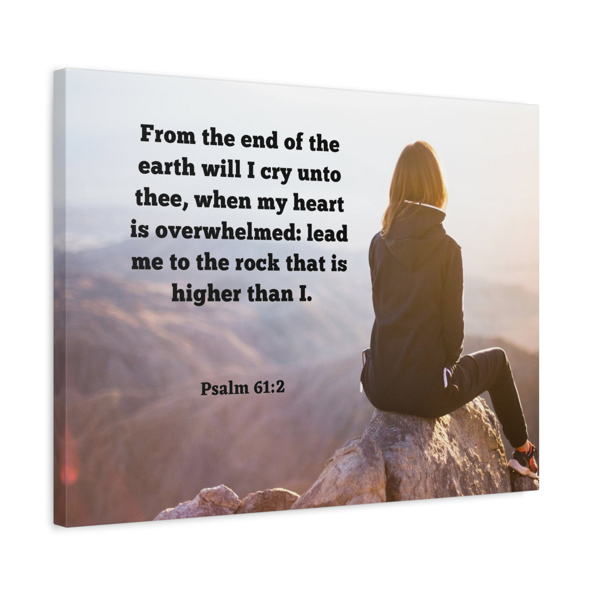 Scripture Canvas Heart Is Overwhelmed Psalms 61:2 Christian Wall Art Bible Verse Print Ready to Hang-Express Your Love Gifts
