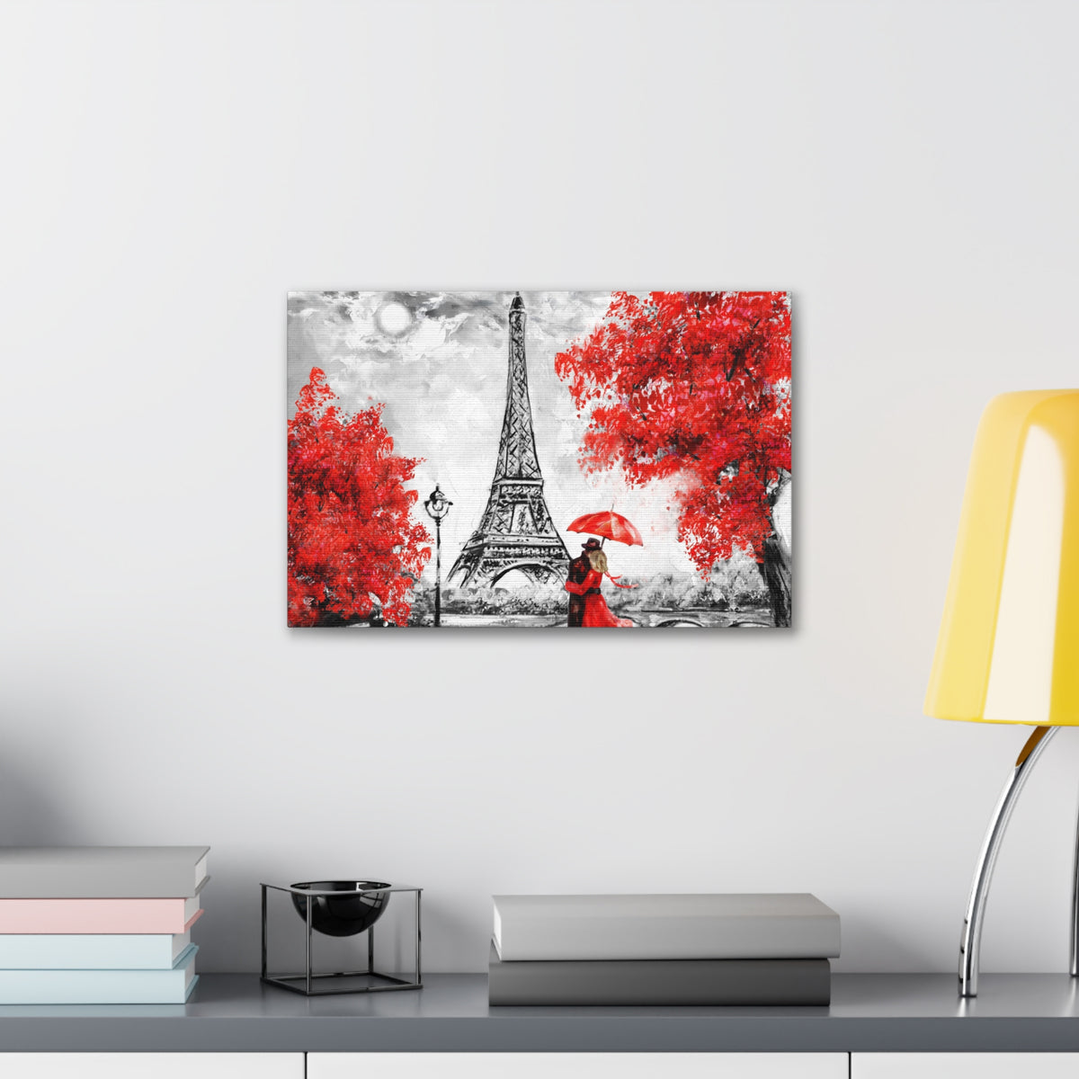 Paris Eiffel Tower Couple France Canvas Artwork High-Quality Breathtaking French City for Home Decor Ready to Hang-Express Your Love Gifts