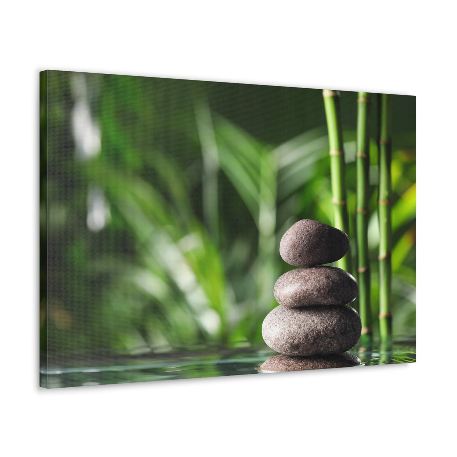 Stacked Stones on Water Forest Floral Nature Photography Canvas Wall Art for Home Decor Ready-to-Hang-Express Your Love Gifts