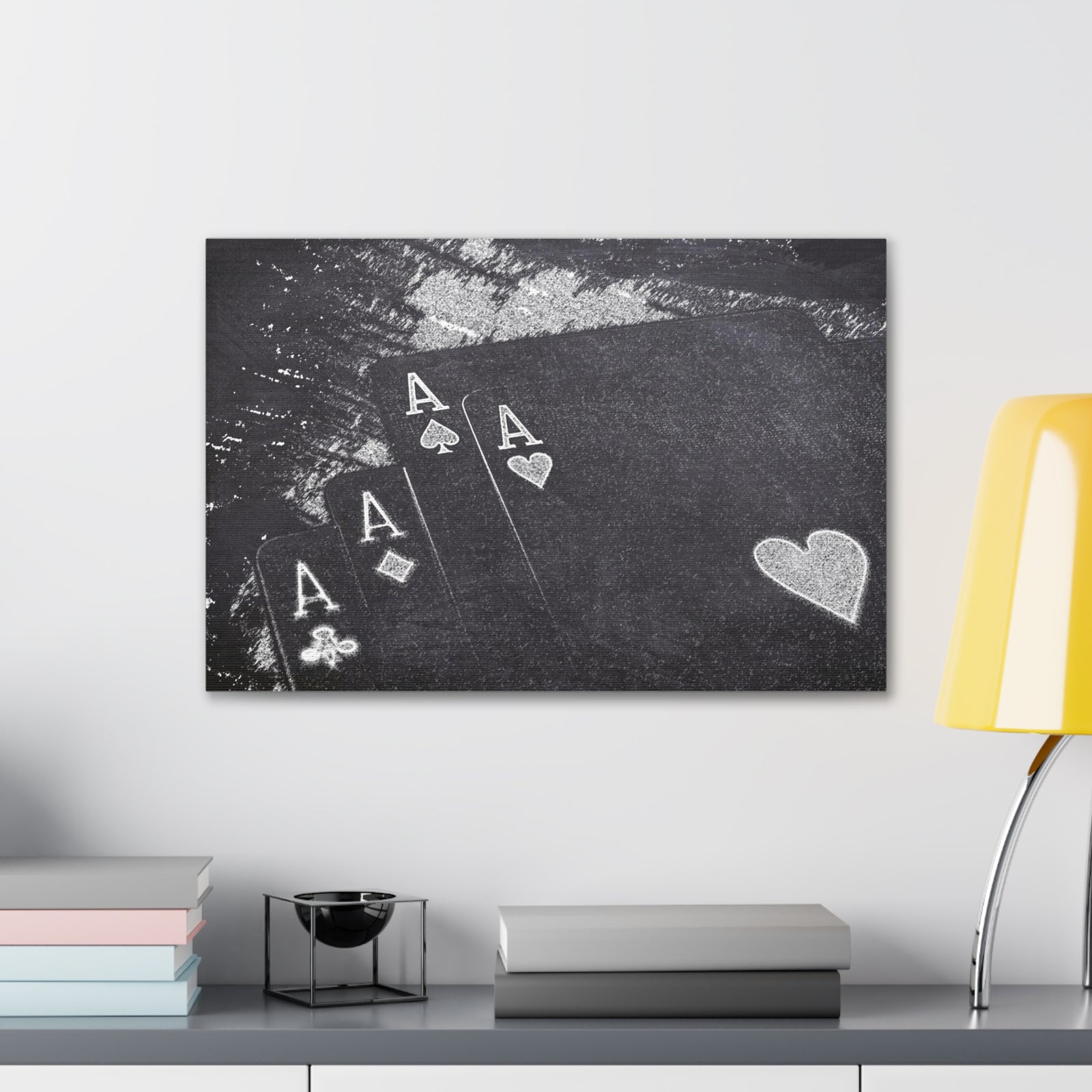 Chalkboard Playing Card Suit Ranked Playing Card Canvas Wall Art for Home Decor Ready-to-Hang-Express Your Love Gifts