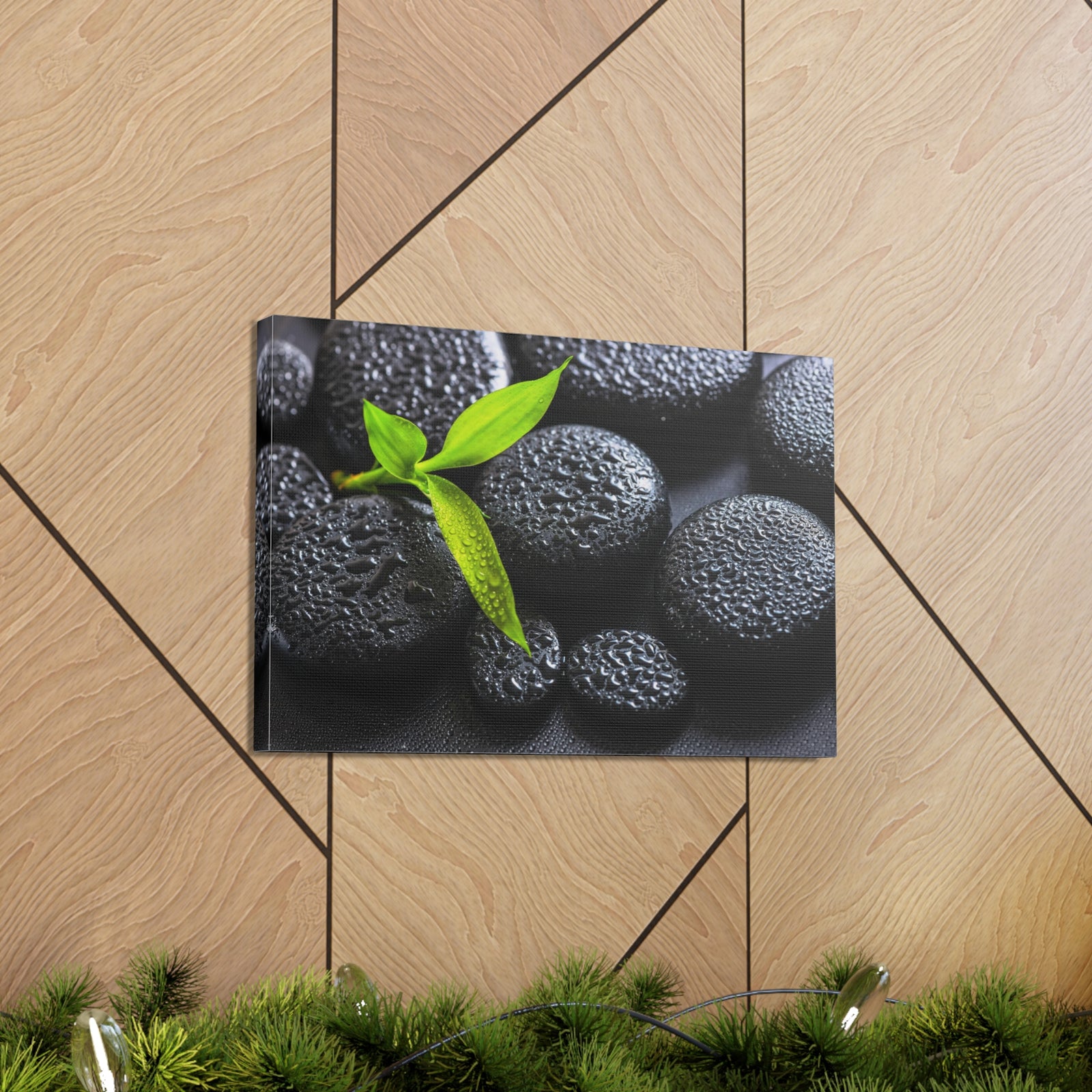Green Branch Bamboo Forest Floral Nature Photography Canvas Wall Art for Home Decor Ready-to-Hang-Express Your Love Gifts