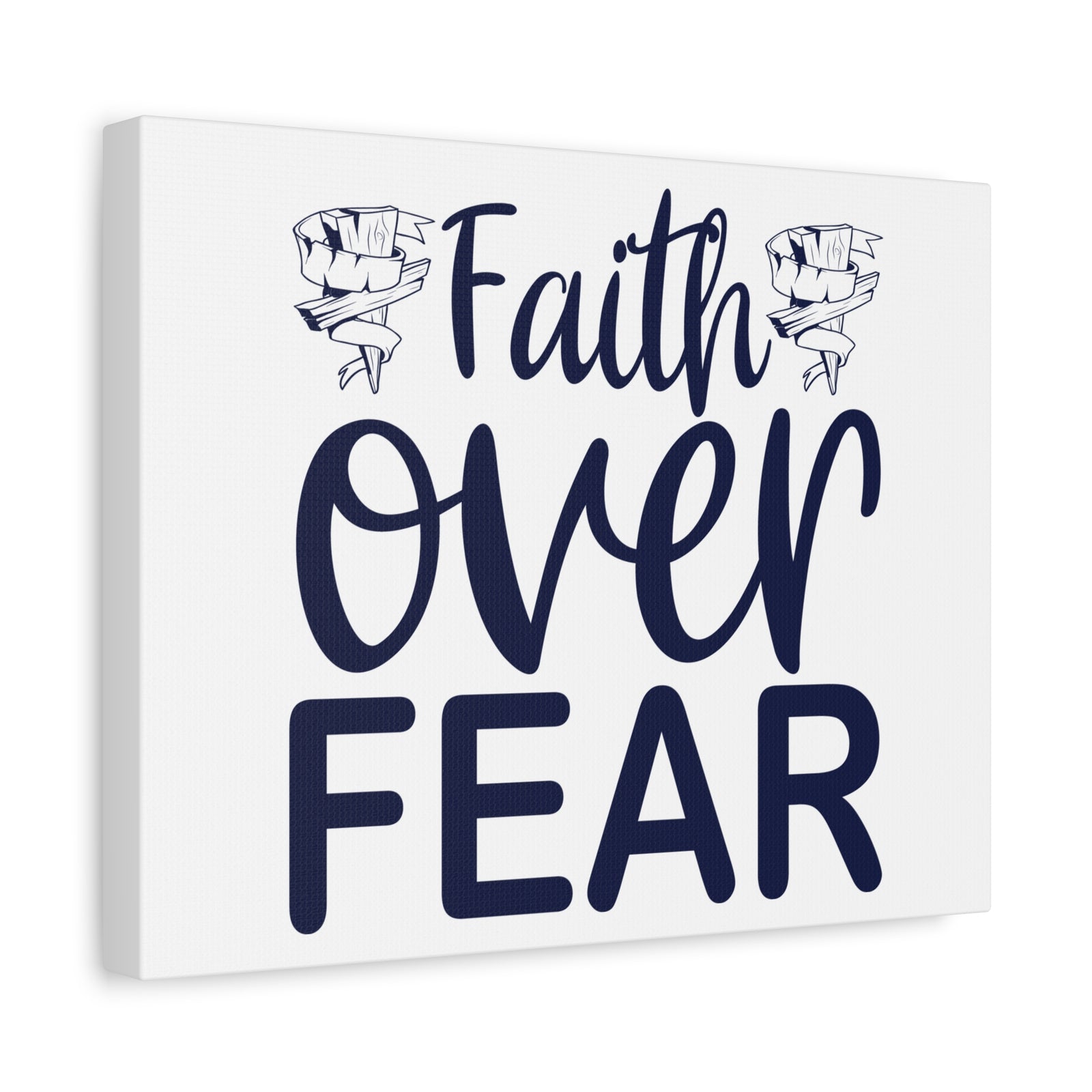 Scripture Walls Faith Over Fear Psalm 34:4 Wood Cross Christian Wall Art Print Ready to Hang-Express Your Love Gifts