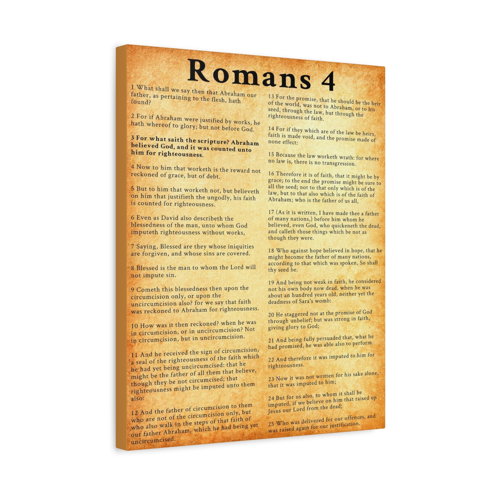 Scripture Walls Romans 4 KJV Gold Bible Chapter Canvas Christian Wall Art Ready to Hang Unframed-Express Your Love Gifts