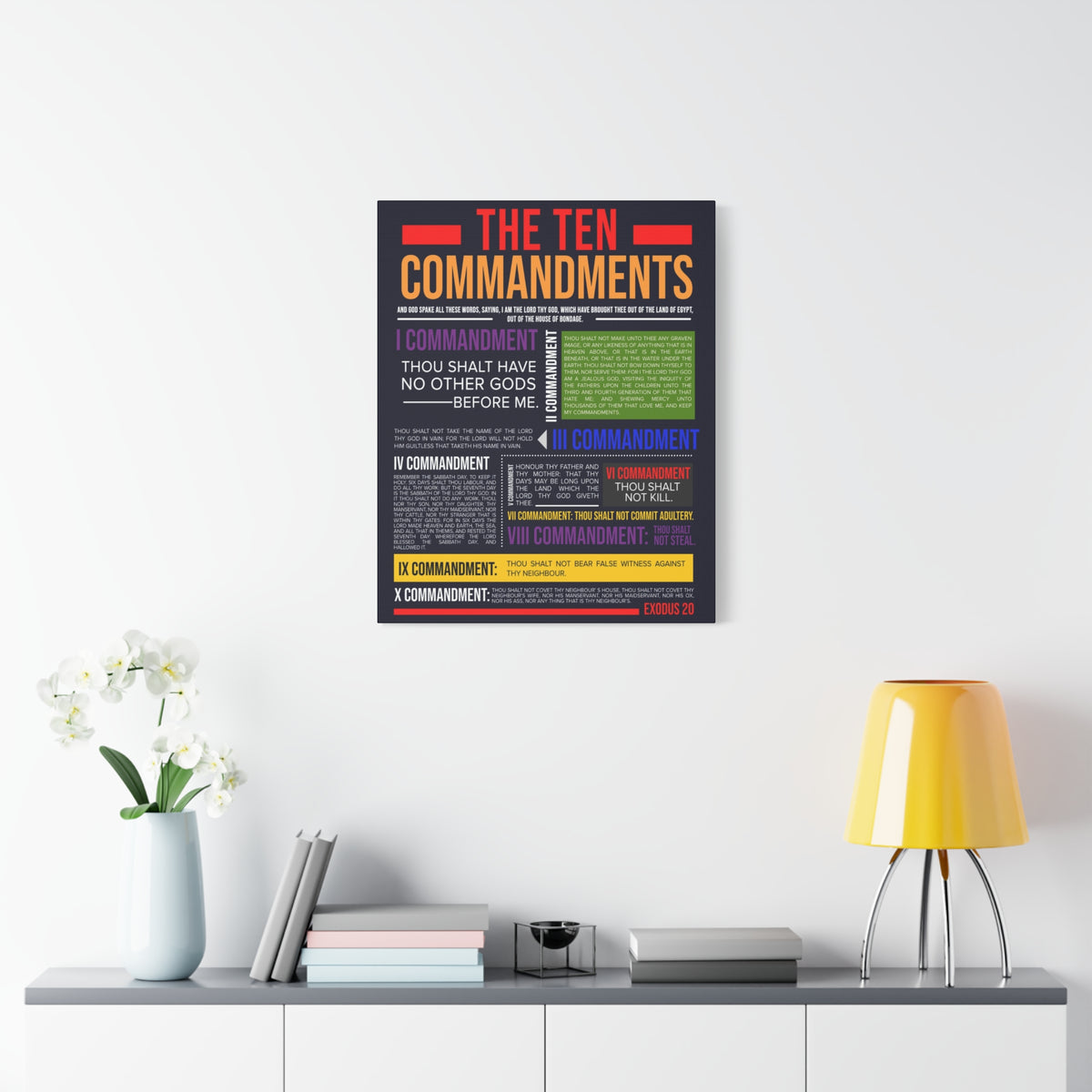 Ten Commandments Canvas Print Scripture Wall Art Christian Home Decor-Express Your Love Gifts