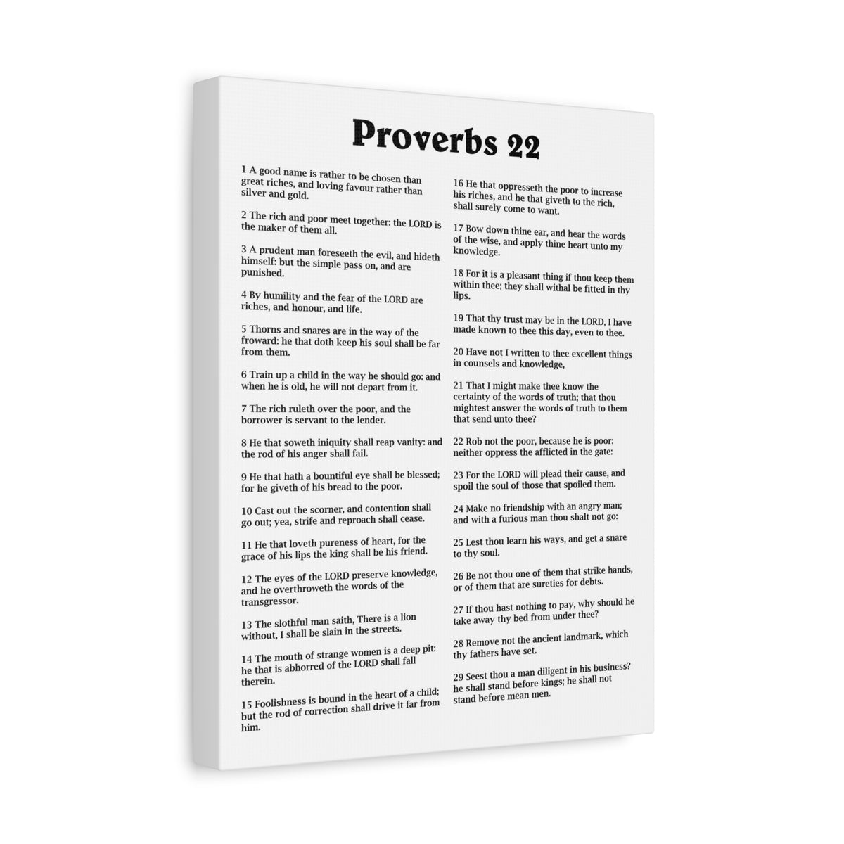 Scripture Walls Proverbs Chapter 22 White Bible Canvas Christian Wall Art Ready to Hang Unframed-Express Your Love Gifts