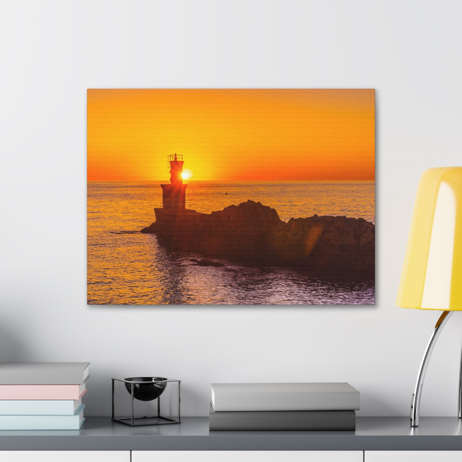 Sun Lighthouse Sunset Forest Floral Nature Photography Canvas Wall Art for Home Decor Ready-to-Hang-Express Your Love Gifts