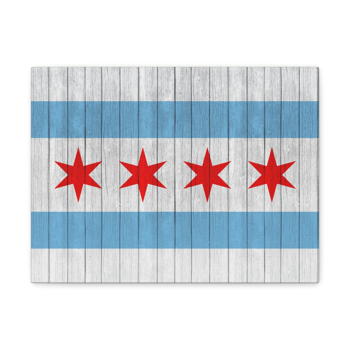 Chicago Flag On Wood Texture Canvas Wall Art for Home Decor Ready-to-Hang-Express Your Love Gifts