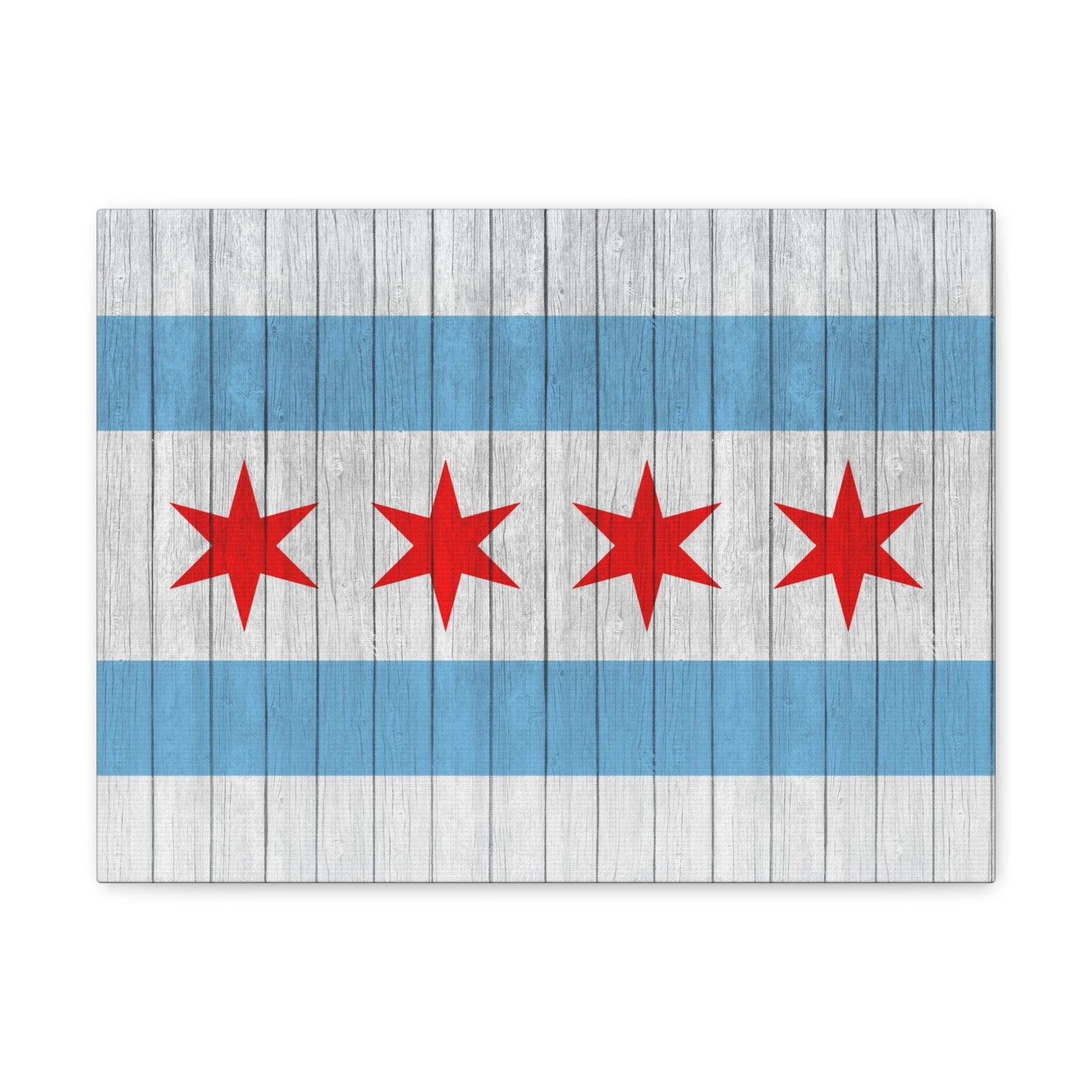 Chicago Flag On Wood Texture Canvas Wall Art for Home Decor Ready-to-Hang-Express Your Love Gifts