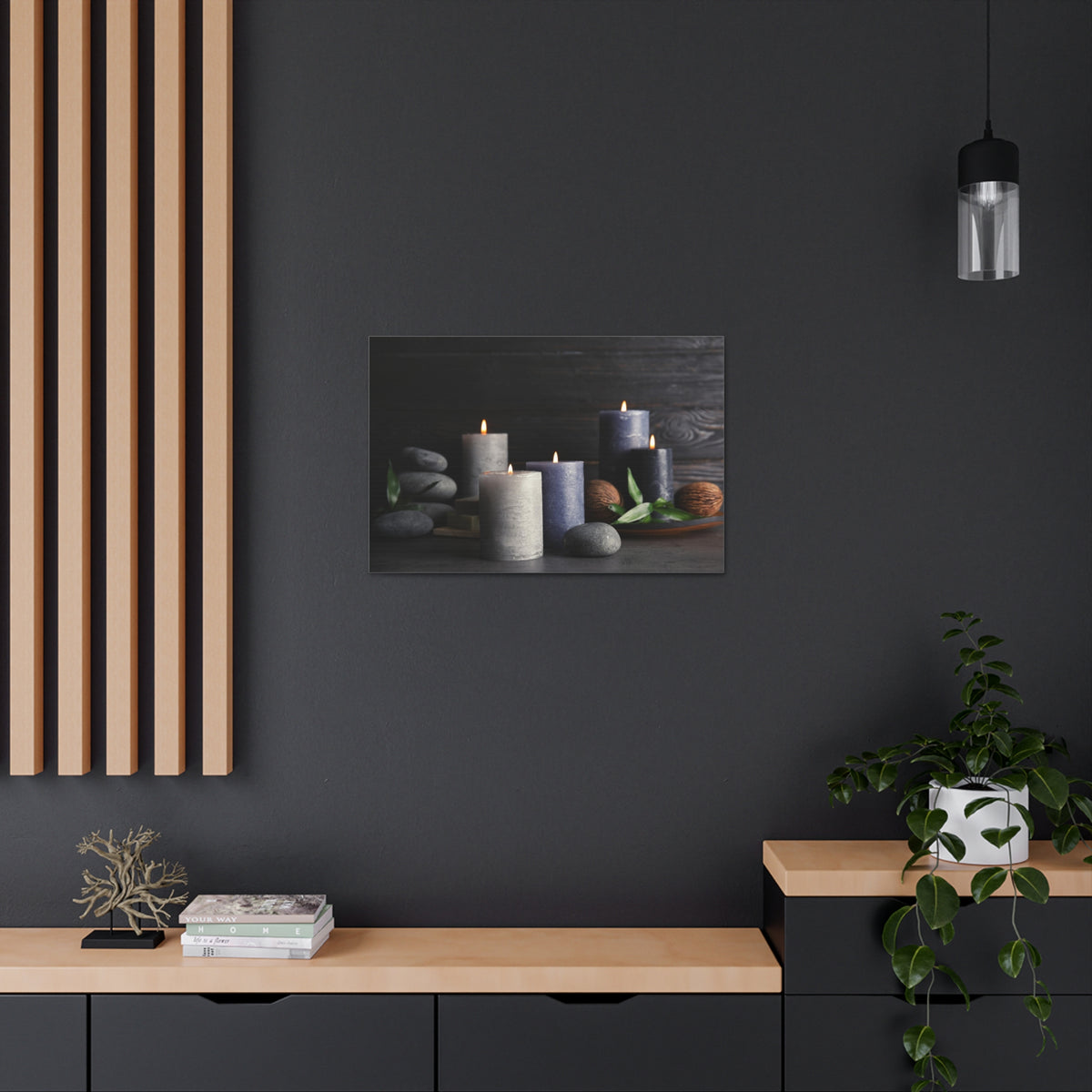 Candles on Table Forest Floral Nature Photography Canvas Wall Art for Home Decor Ready-to-Hang-Express Your Love Gifts