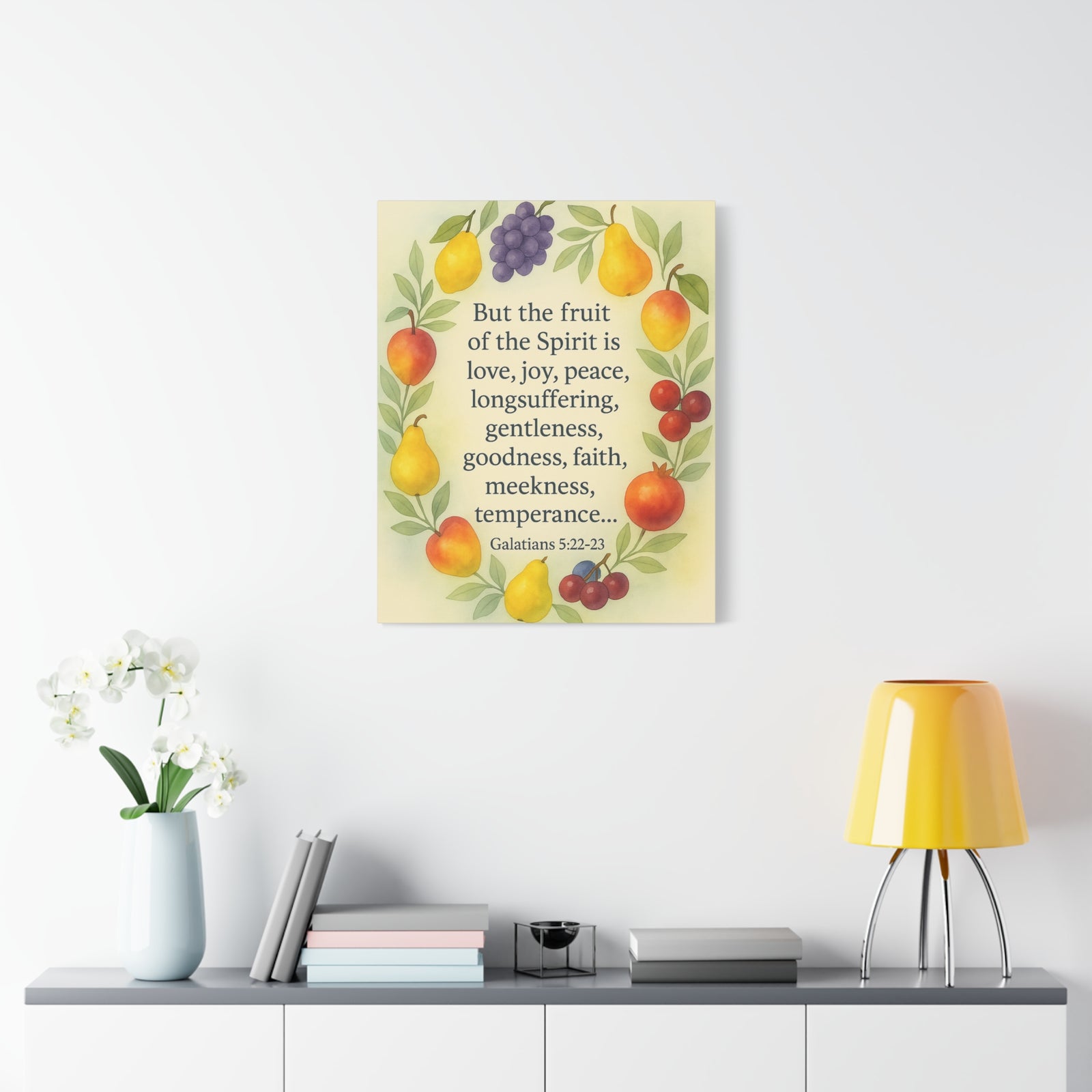 Bible Verse Canvas Galatians 5:22-23 Christian Home Décor Wall Art Scripture Ready to Hang Faith Print-Express Your Love Gifts
