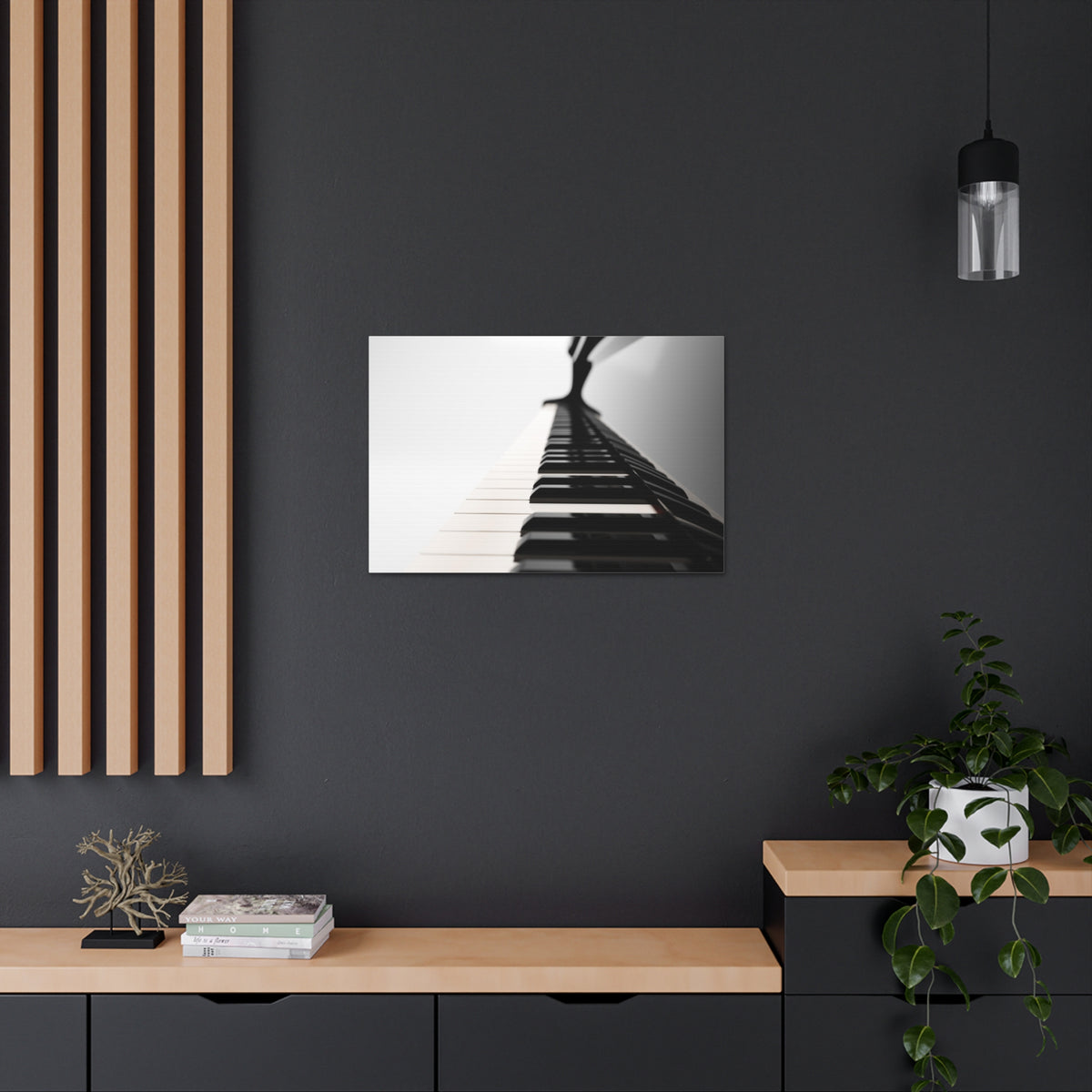 Piano Black And White Music Lover's Delight Piano Keyboard Canvas Wall Art for Home Decor Ready-to-Hang-Express Your Love Gifts