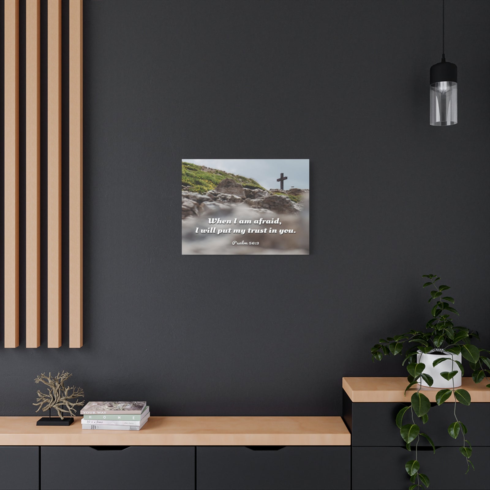 Scripture Canvas Trust In Thee Psalms 56:3 Christian Wall Art Bible Verse Print Ready to Hang-Express Your Love Gifts