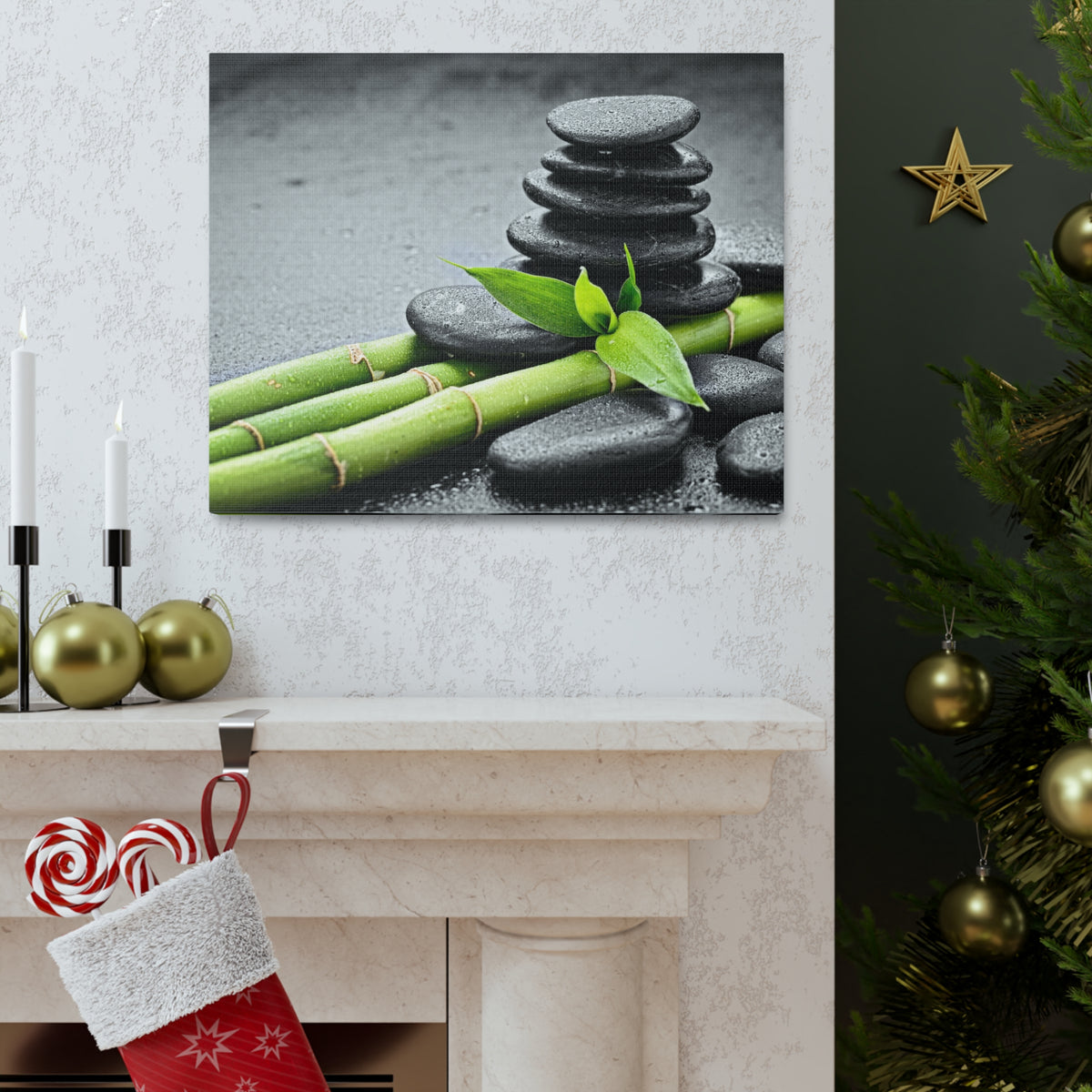 Bamboo on the Black Forest Floral Nature Photography Canvas Wall Art for Home Decor Ready-to-Hang-Express Your Love Gifts