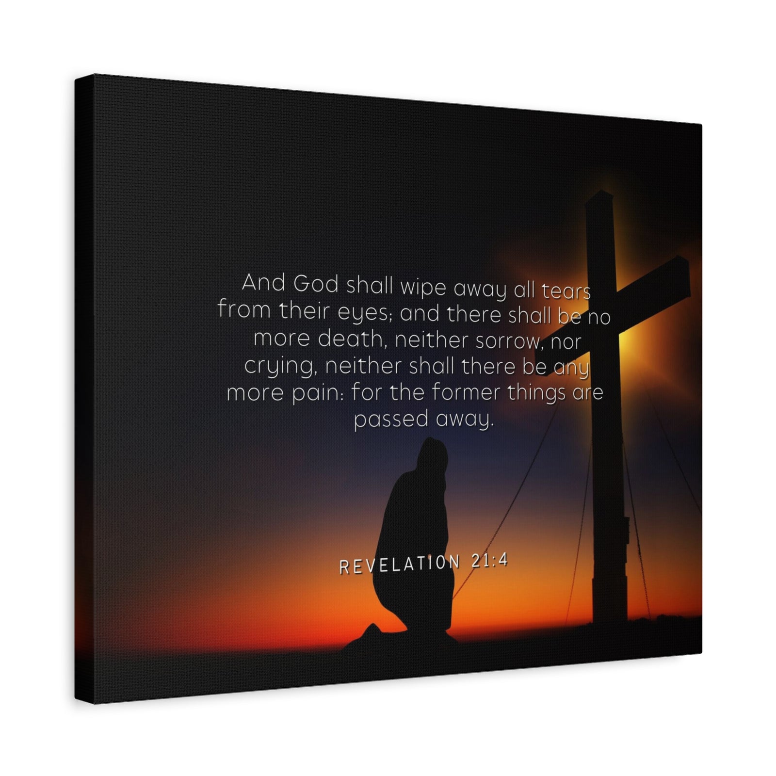 Scripture Canvas All Tears Revelation 21:4 Christian Wall Art Bible Verse Print Ready to Hang-Express Your Love Gifts