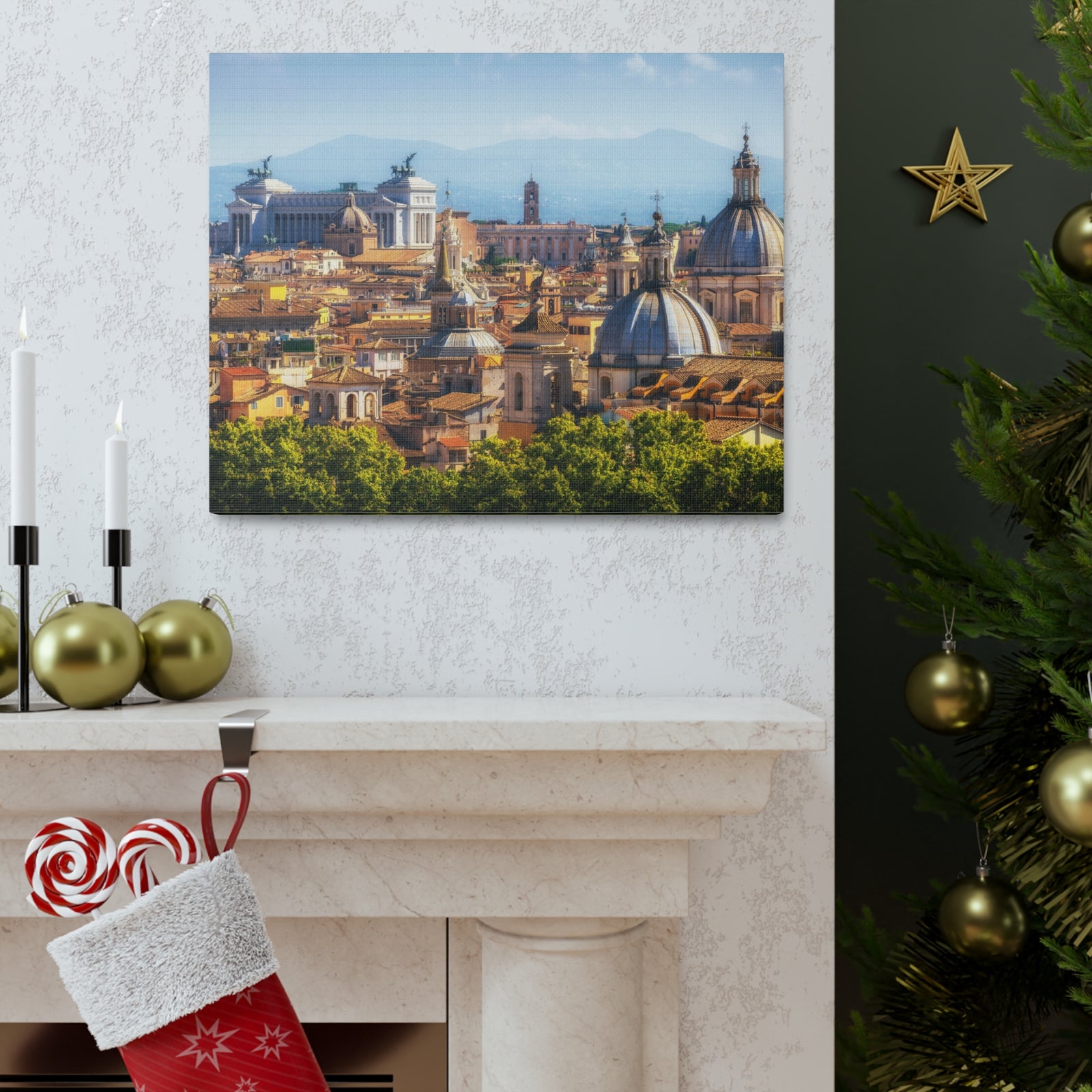 Rome Daytime Skyline Canvas Artwork High-Quality Breathtaking Stunning Cityscape for Home Decor Ready to Hang-Express Your Love Gifts