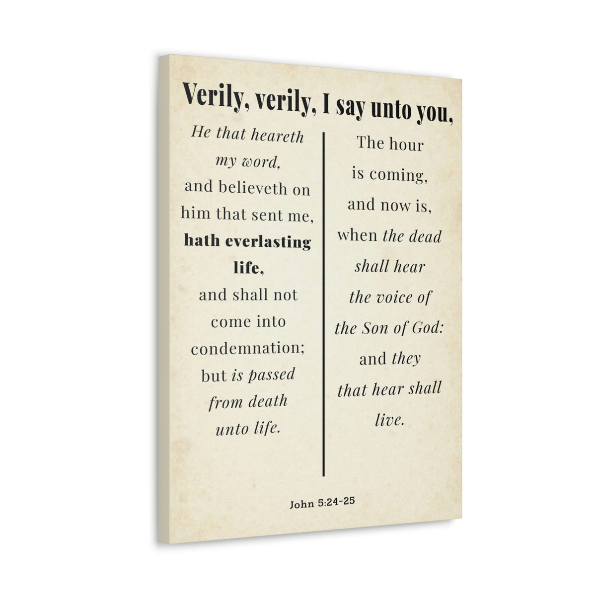 Scripture Walls John 5:24-25 Regeneration and Eternal Life Bible Verse Canvas Christian Wall Art Ready to Hang Unframed-Express Your Love Gifts