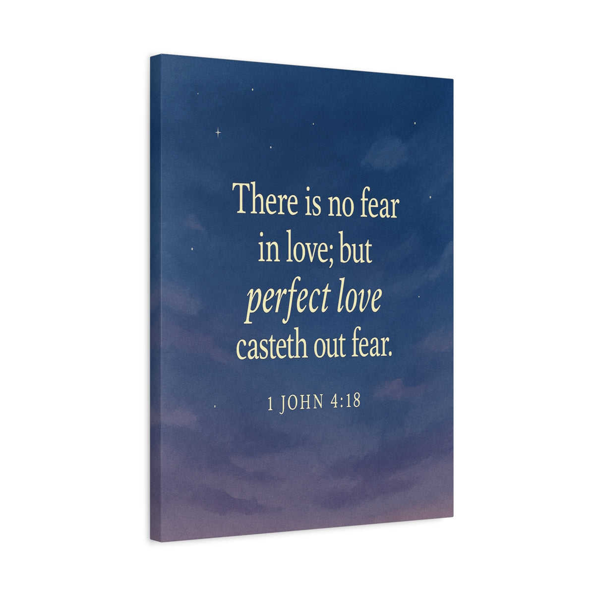 Bible Verse Canvas 1 John 4:18 Christian Home Décor Wall Art Scripture Ready to Hang Faith Print-Express Your Love Gifts