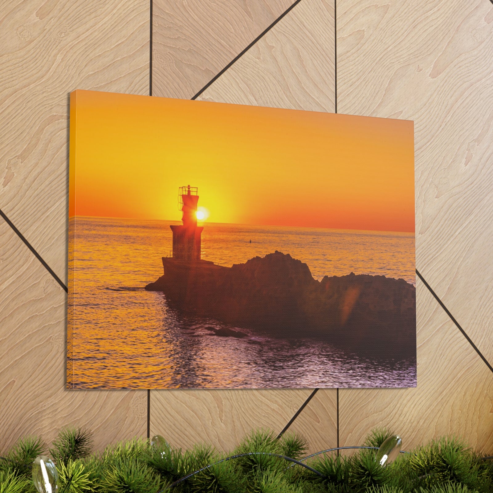 Sun Lighthouse Sunset Forest Floral Nature Photography Canvas Wall Art for Home Decor Ready-to-Hang-Express Your Love Gifts