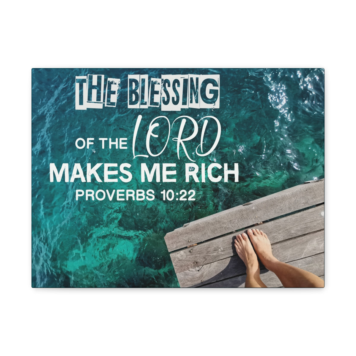 Scripture Canvas The Blessing of The Lord Proverbs 10:22 Wall Art Bible Verse Print Ready to Hang-Express Your Love Gifts