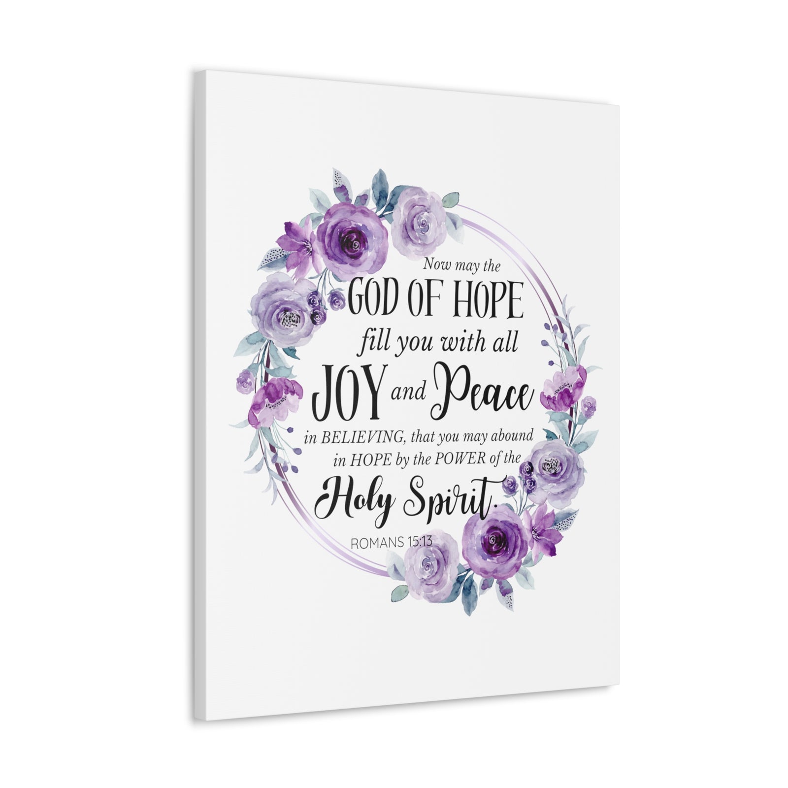 Scripture Walls Romans 15:13 Joy and Peace Wreath Bible Verse Canvas Christian Wall Art Ready to Hang Unframed-Express Your Love Gifts