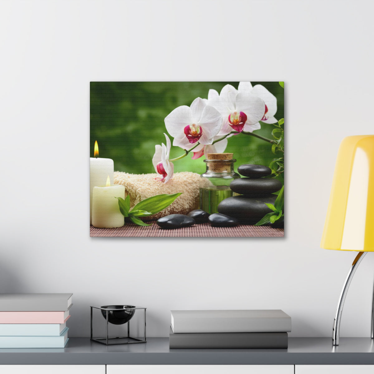 Orchid Flower and Stone Forest Floral Nature Photography Canvas Wall Art for Home Decor Ready-to-Hang-Express Your Love Gifts