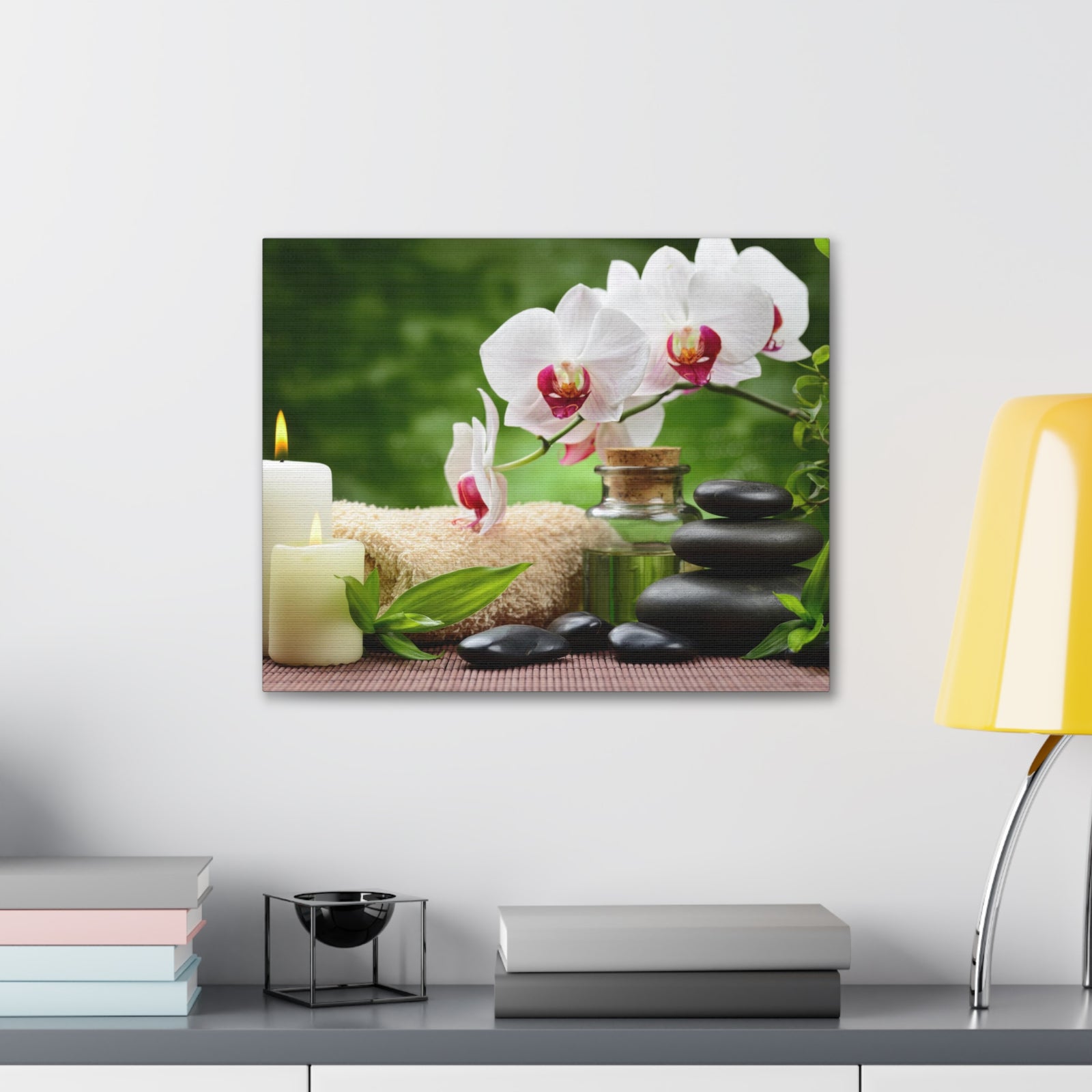 Orchid Flower and Stone Forest Floral Nature Photography Canvas Wall Art for Home Decor Ready-to-Hang-Express Your Love Gifts