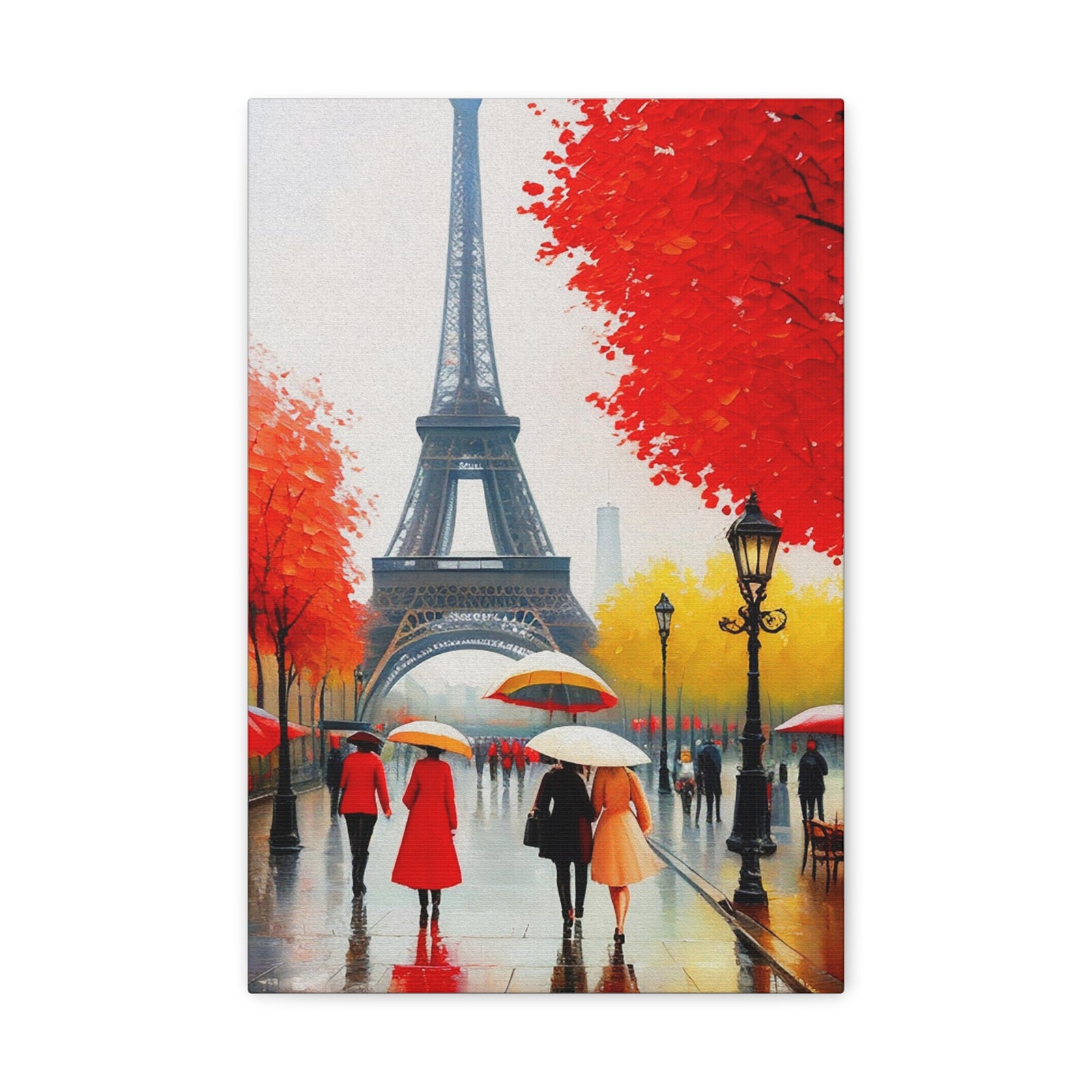 Paris Eiffel Tower Red Dress And Red Tree France Canvas Artwork High-Quality Breathtaking French City for Home Decor Ready to Hang-Express Your Love Gifts