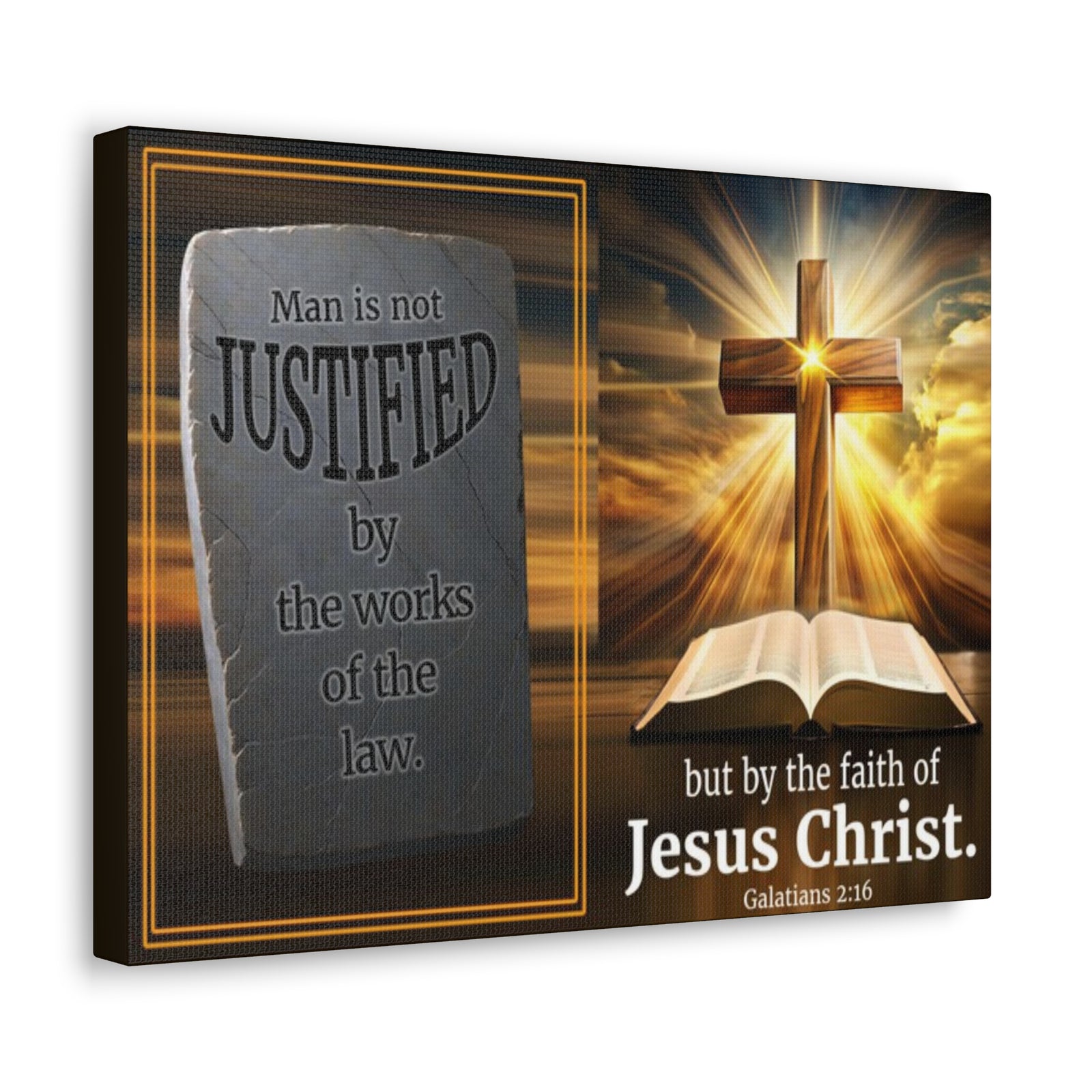 Scripture Walls Galatians 2:16 Faith & Law Bible Verse Canvas Christian Wall Art Ready to Hang Unframed-Express Your Love Gifts