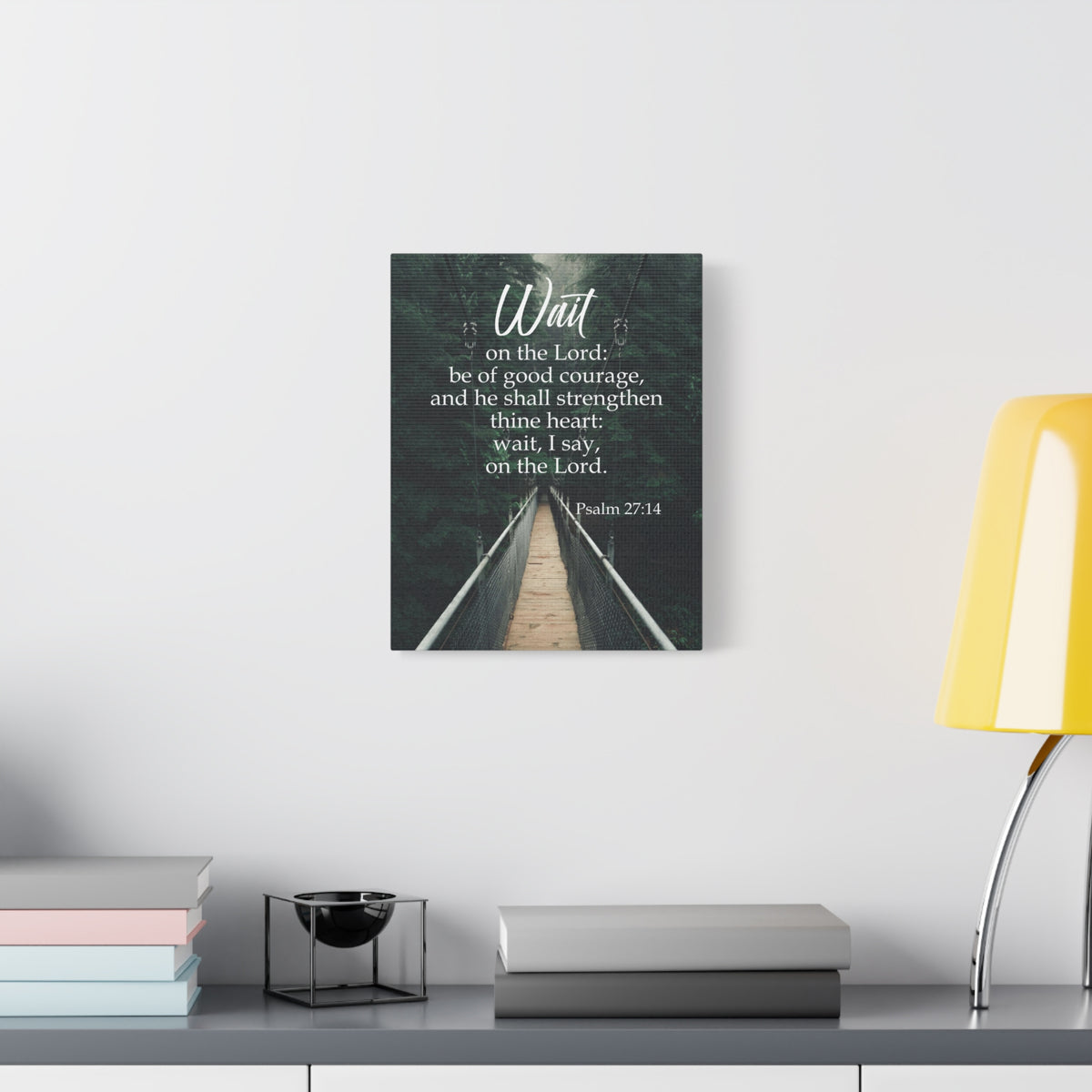 Bible Verse Canvas Wait on the Lord Psalm 27:14 Wall Art Christian Home Decor-Express Your Love Gifts