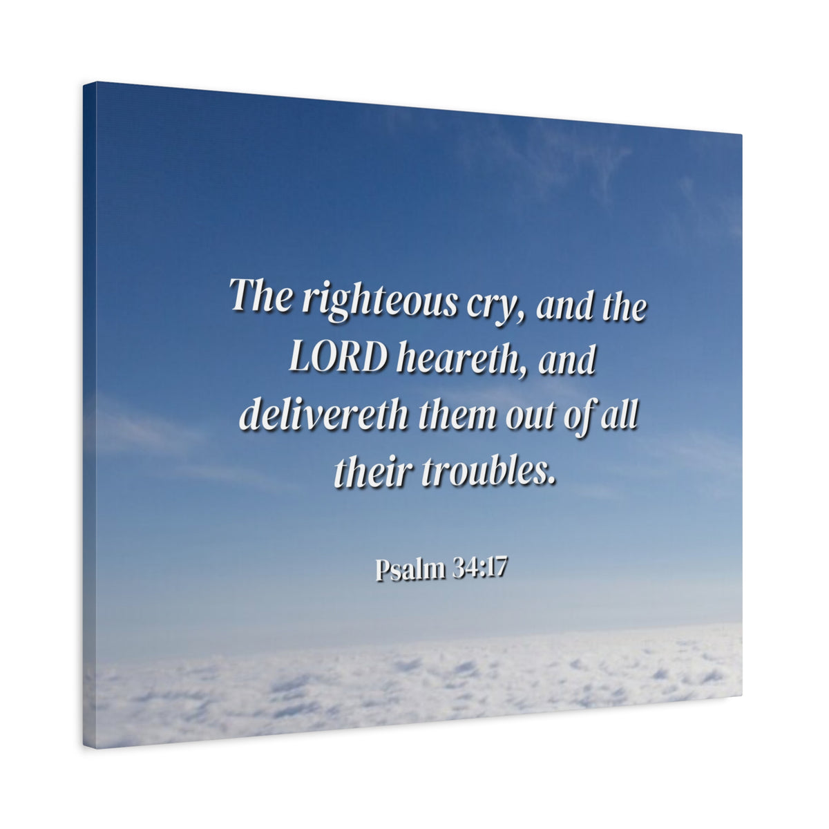 Scripture Canvas The Righteous Cry Psalm 34:17 Christian Wall Art Bible Verse Print Ready to Hang-Express Your Love Gifts