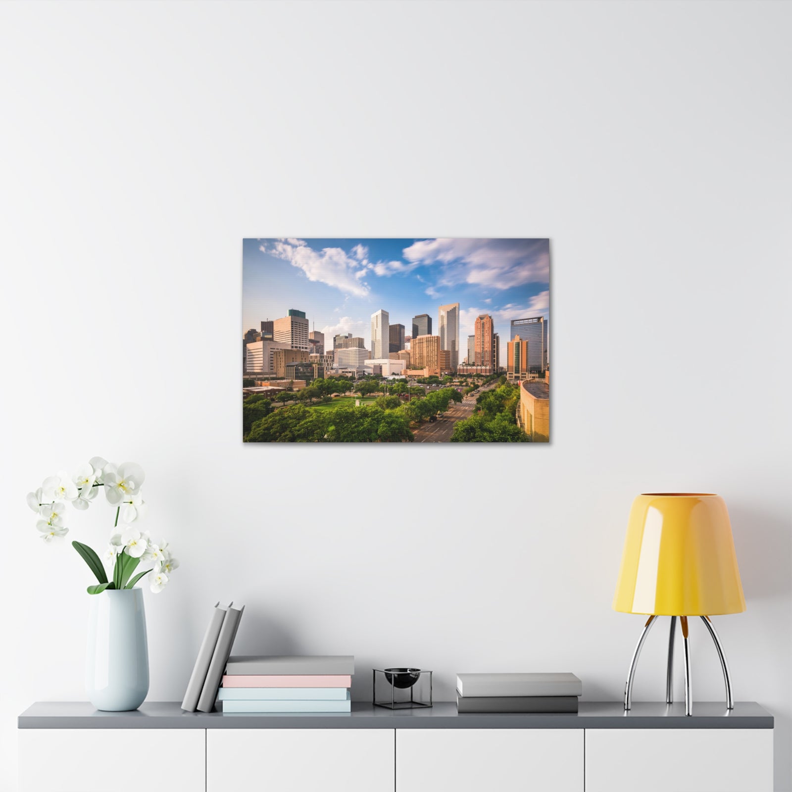 Houston Daytime Skyline Canvas Artwork High-Quality Breathtaking Stunning Cityscape for Home Decor Ready to Hang-Express Your Love Gifts