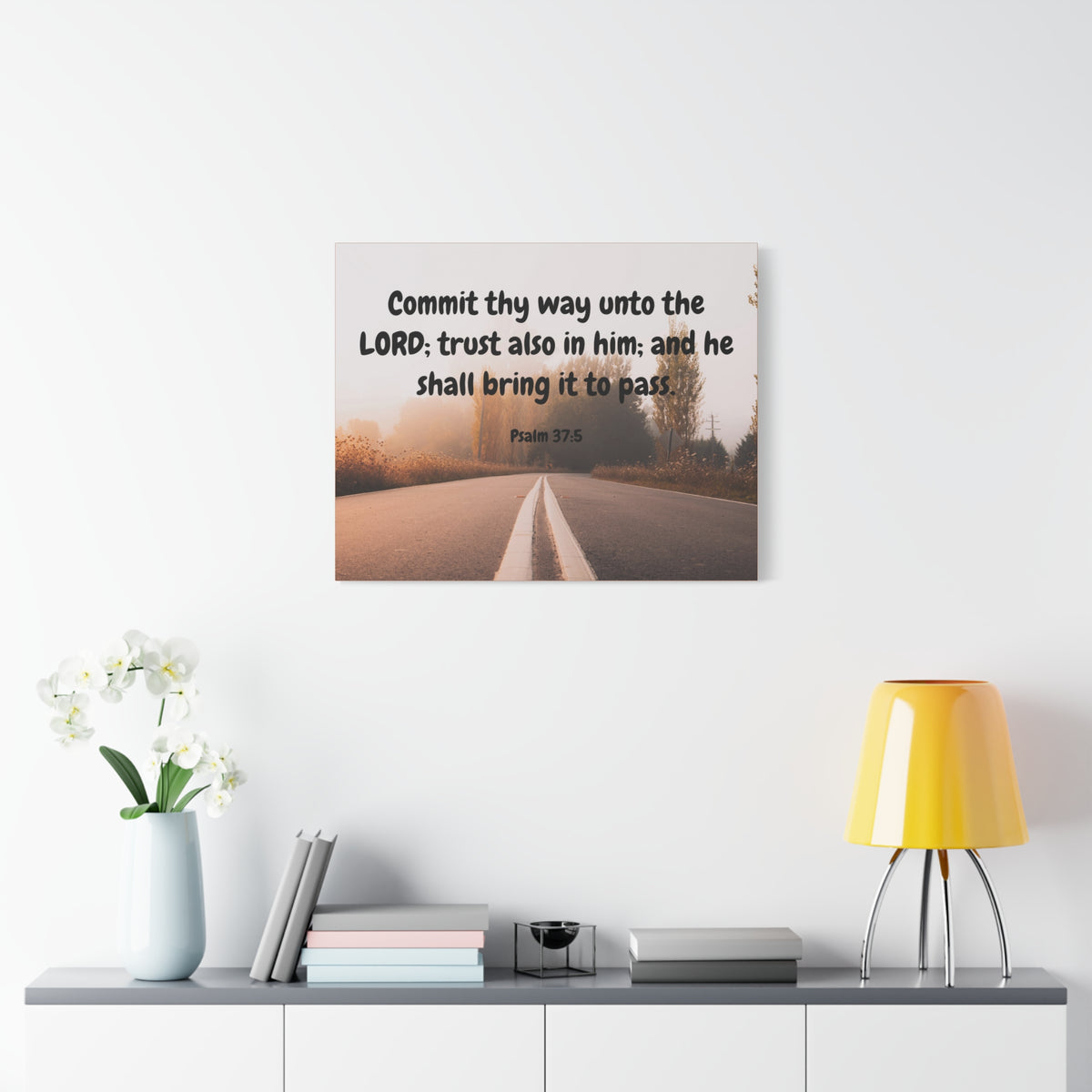 Scripture Canvas Commit Thy Way Psalms 37:5 Christian Wall Art Bible Verse Print Ready to Hang-Express Your Love Gifts